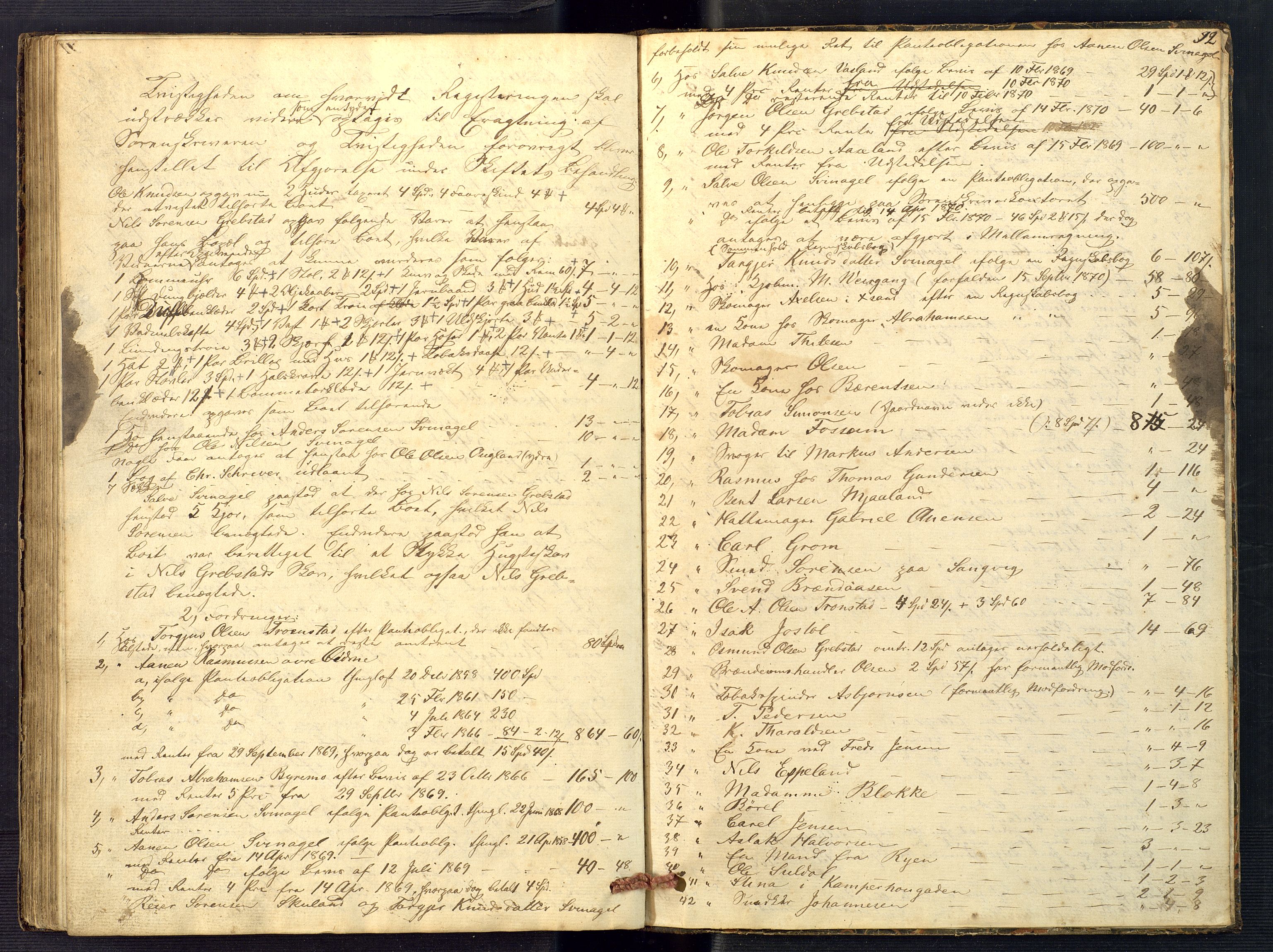 Mandal sorenskriveri, SAK/1221-0005/001/H/Hc/L0048: Skifteregistreringsprotokoll nr 4 Øyslebø og Laudal, 1846-1870, s. 92