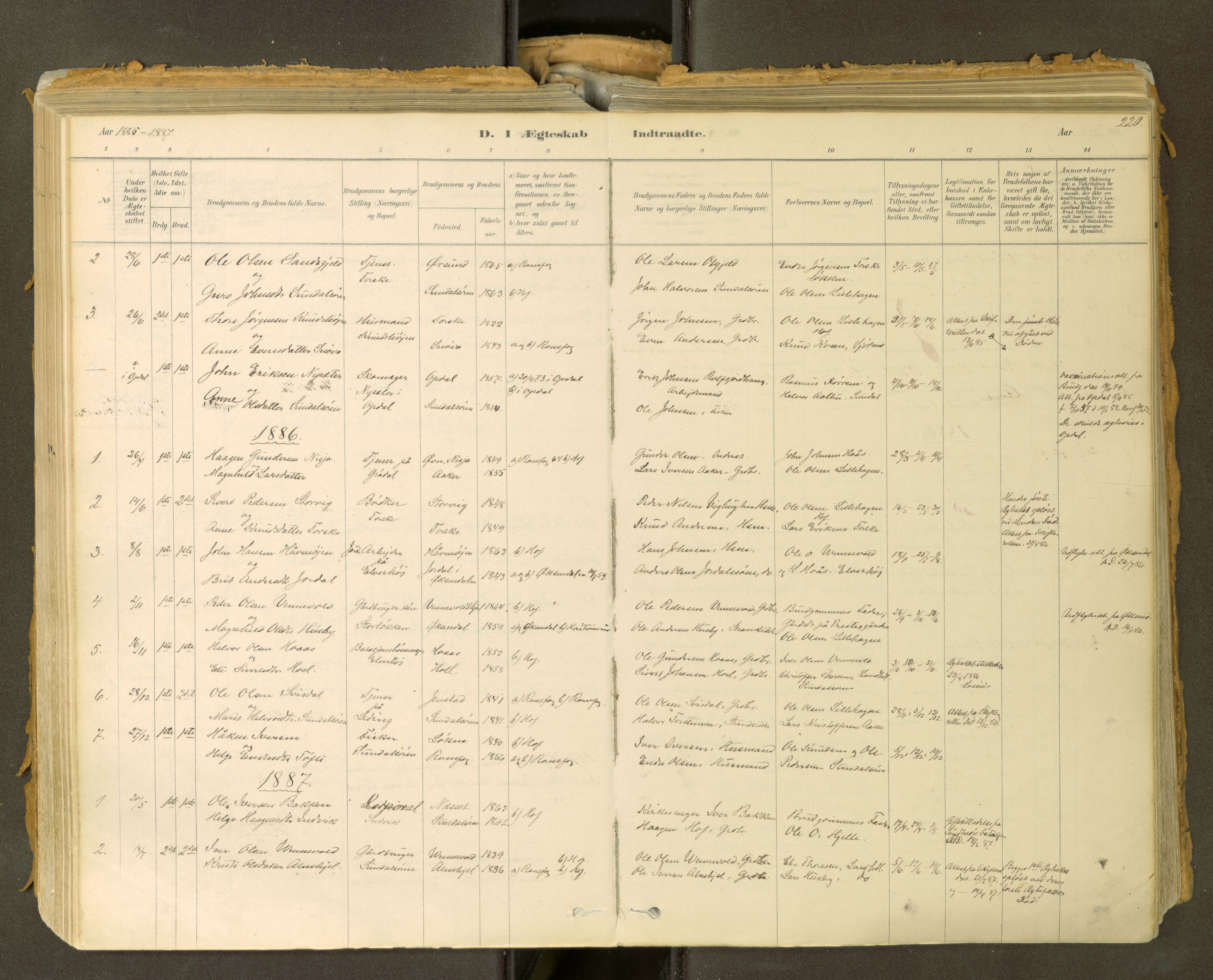 Sunndal sokneprestkontor, SAT/A-1085/1/I/I1/I1a: Ministerialbok nr. 2, 1877-1914, s. 220