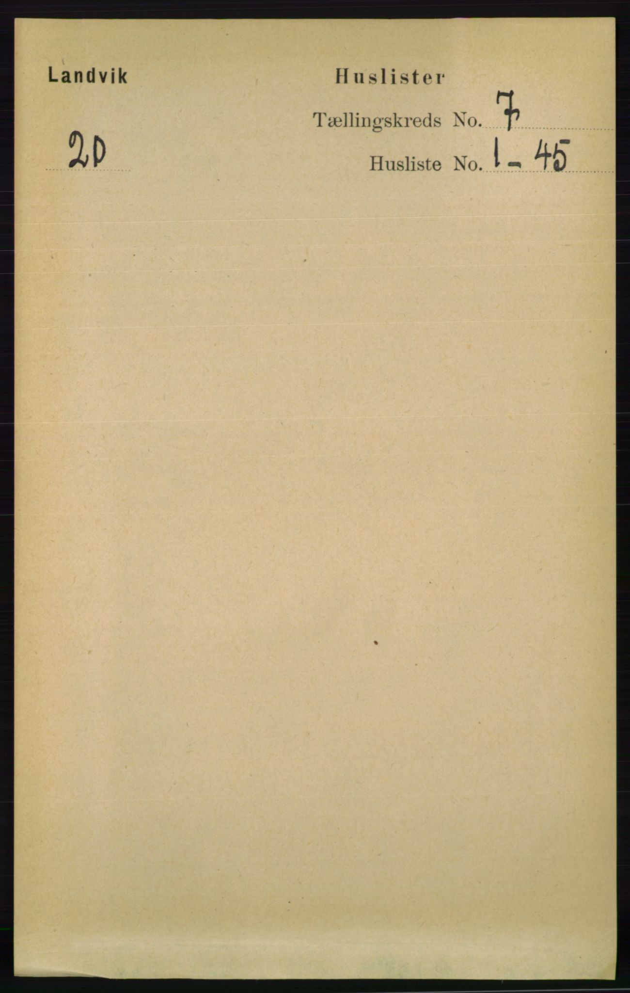 RA, Folketelling 1891 for 0924 Landvik herred, 1891, s. 2724