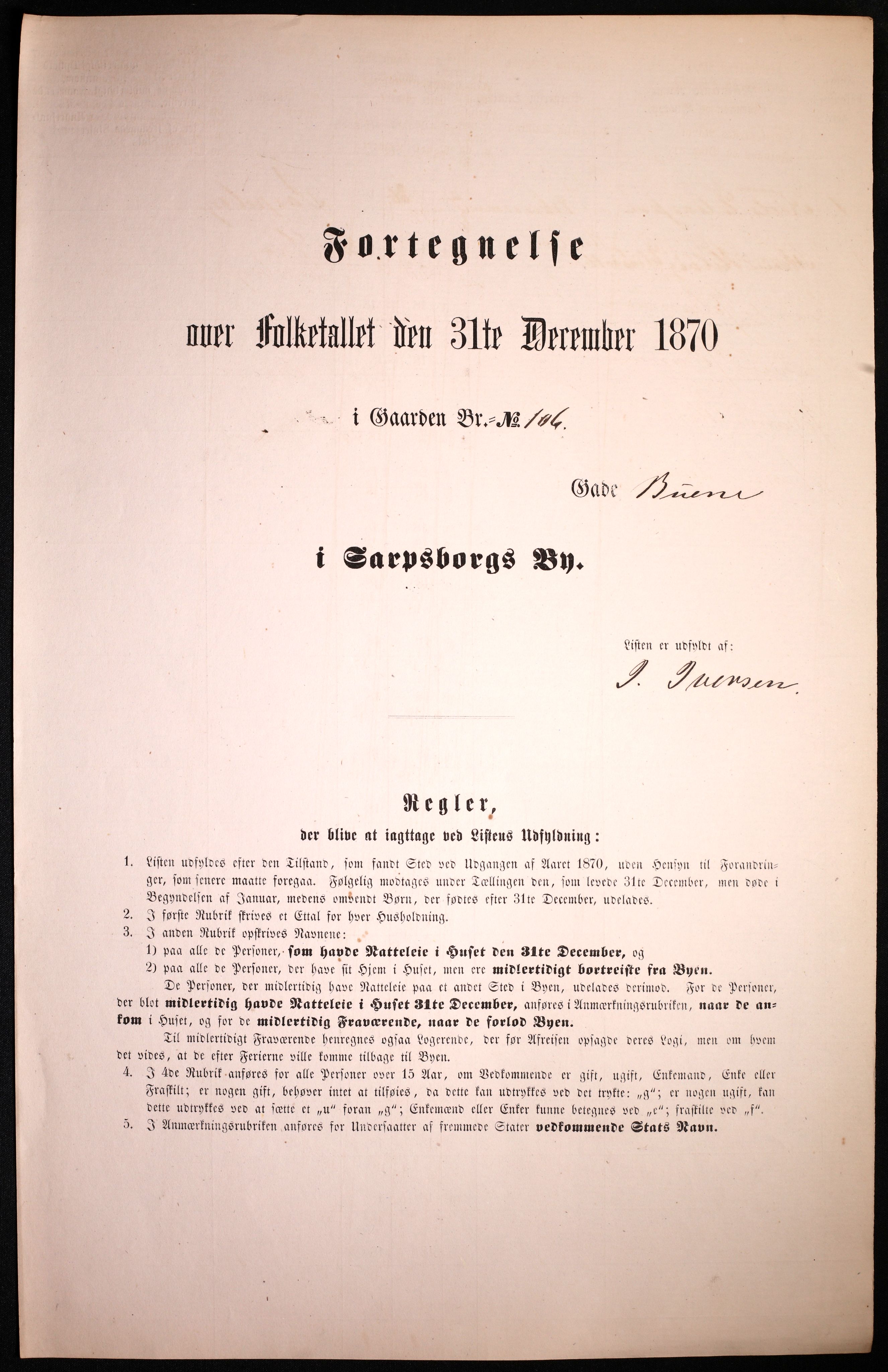RA, Folketelling 1870 for 0102 Sarpsborg kjøpstad, 1870, s. 409