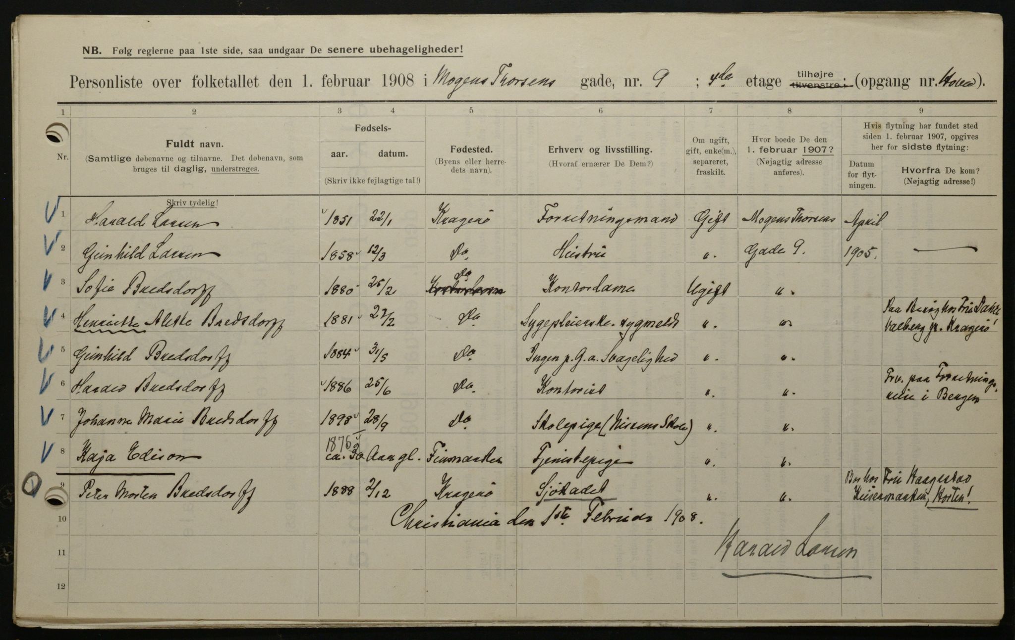 OBA, Kommunal folketelling 1.2.1908 for Kristiania kjøpstad, 1908, s. 58800