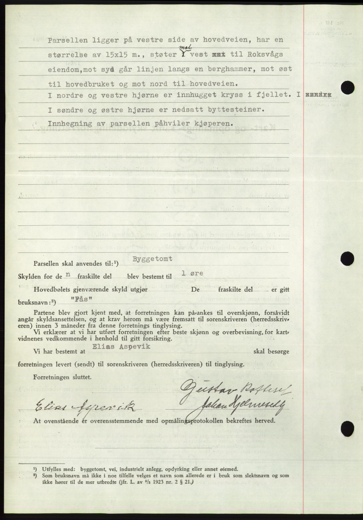 Søre Sunnmøre sorenskriveri, AV/SAT-A-4122/1/2/2C/L0065: Pantebok nr. 59, 1938-1938, Dagboknr: 945/1938