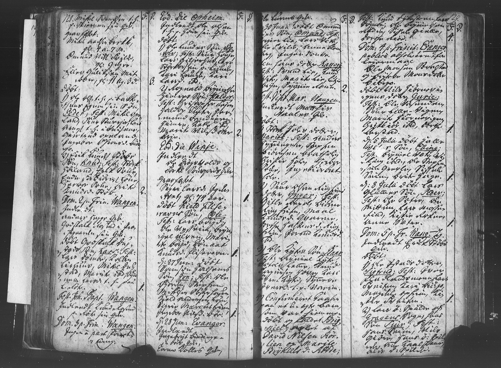Voss sokneprestembete, SAB/A-79001/H/Haa: Ministerialbok nr. A 8, 1752-1780, s. 128-129