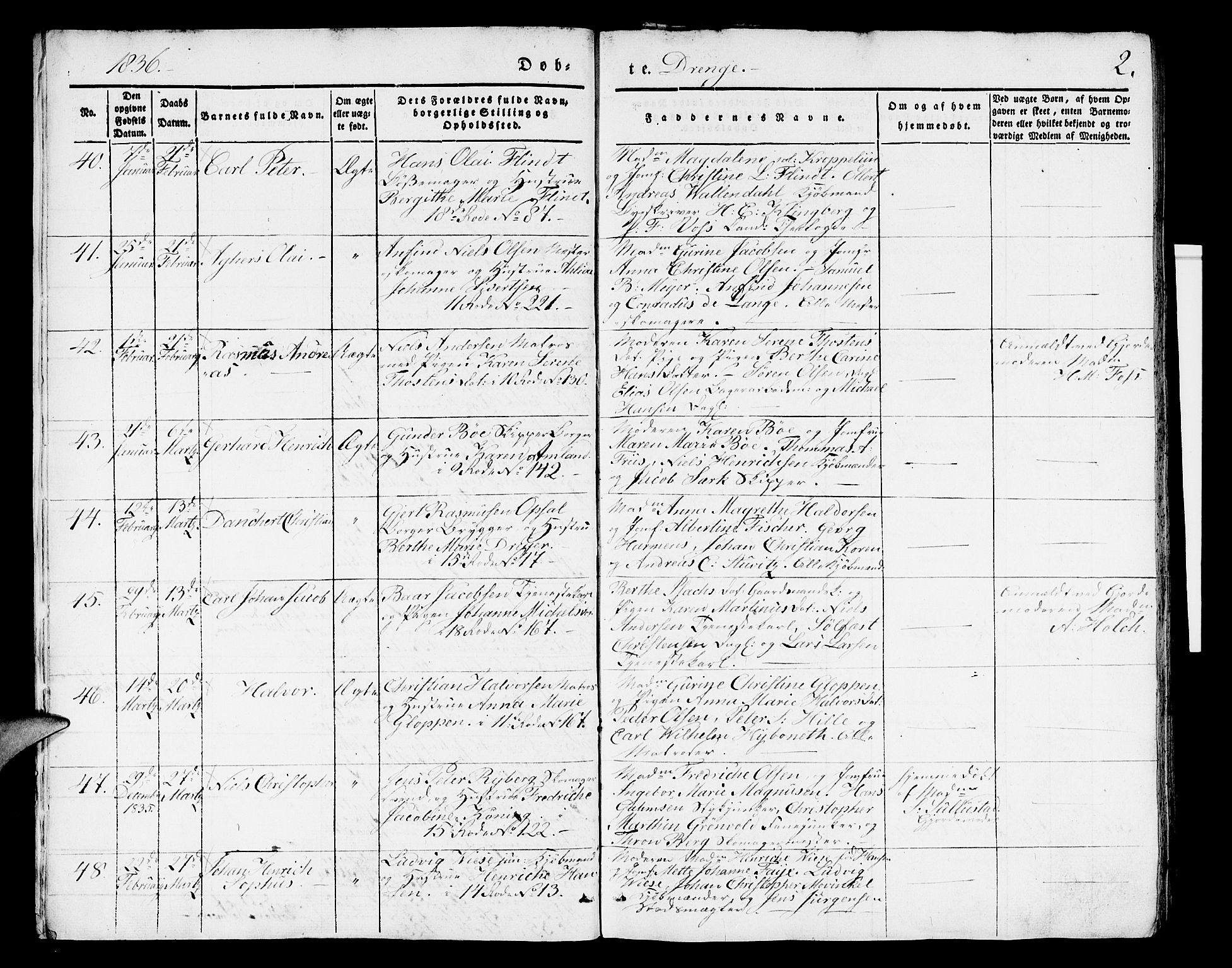 Domkirken sokneprestembete, AV/SAB-A-74801/H/Hab/L0008: Klokkerbok nr. B 1, 1836-1841, s. 2
