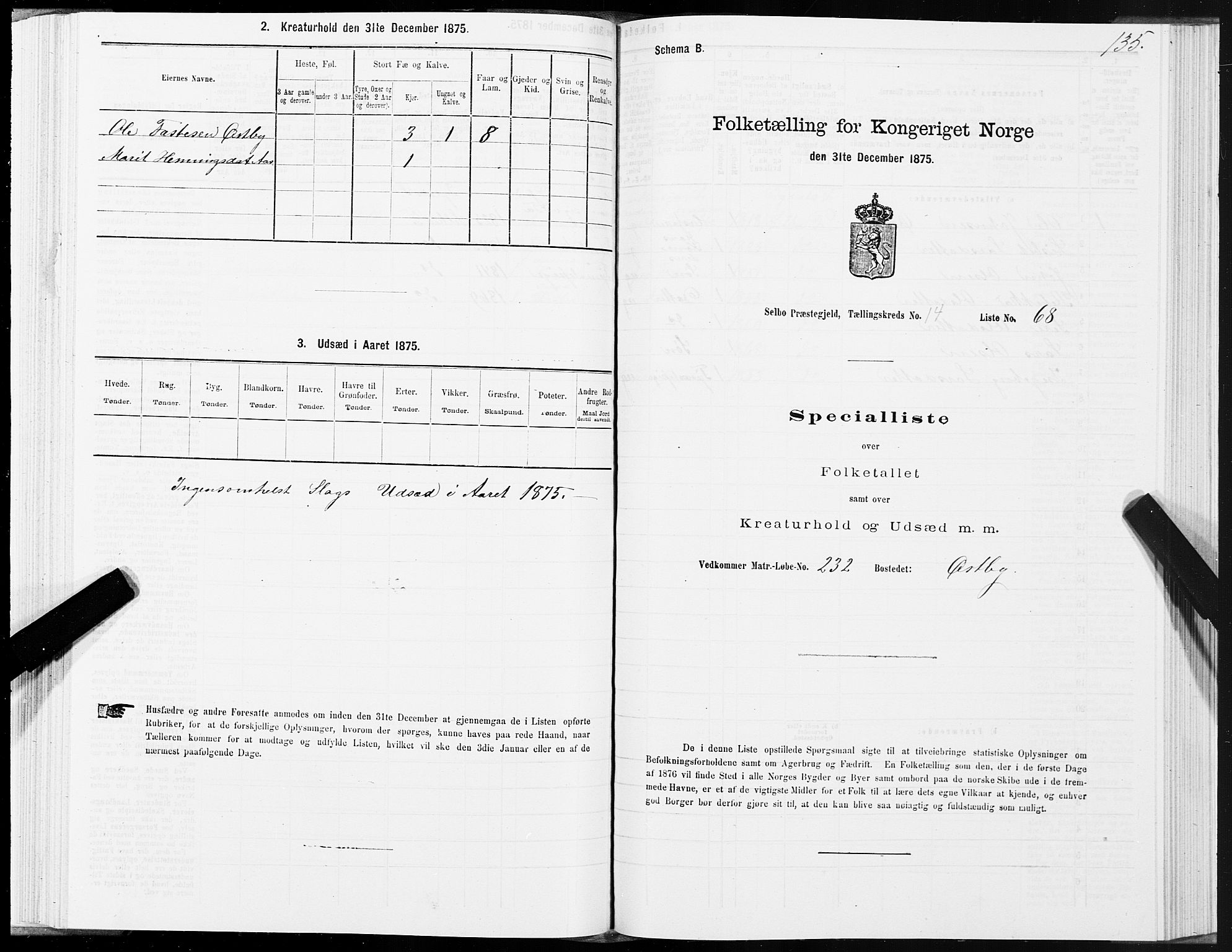 SAT, Folketelling 1875 for 1664P Selbu prestegjeld, 1875, s. 7135