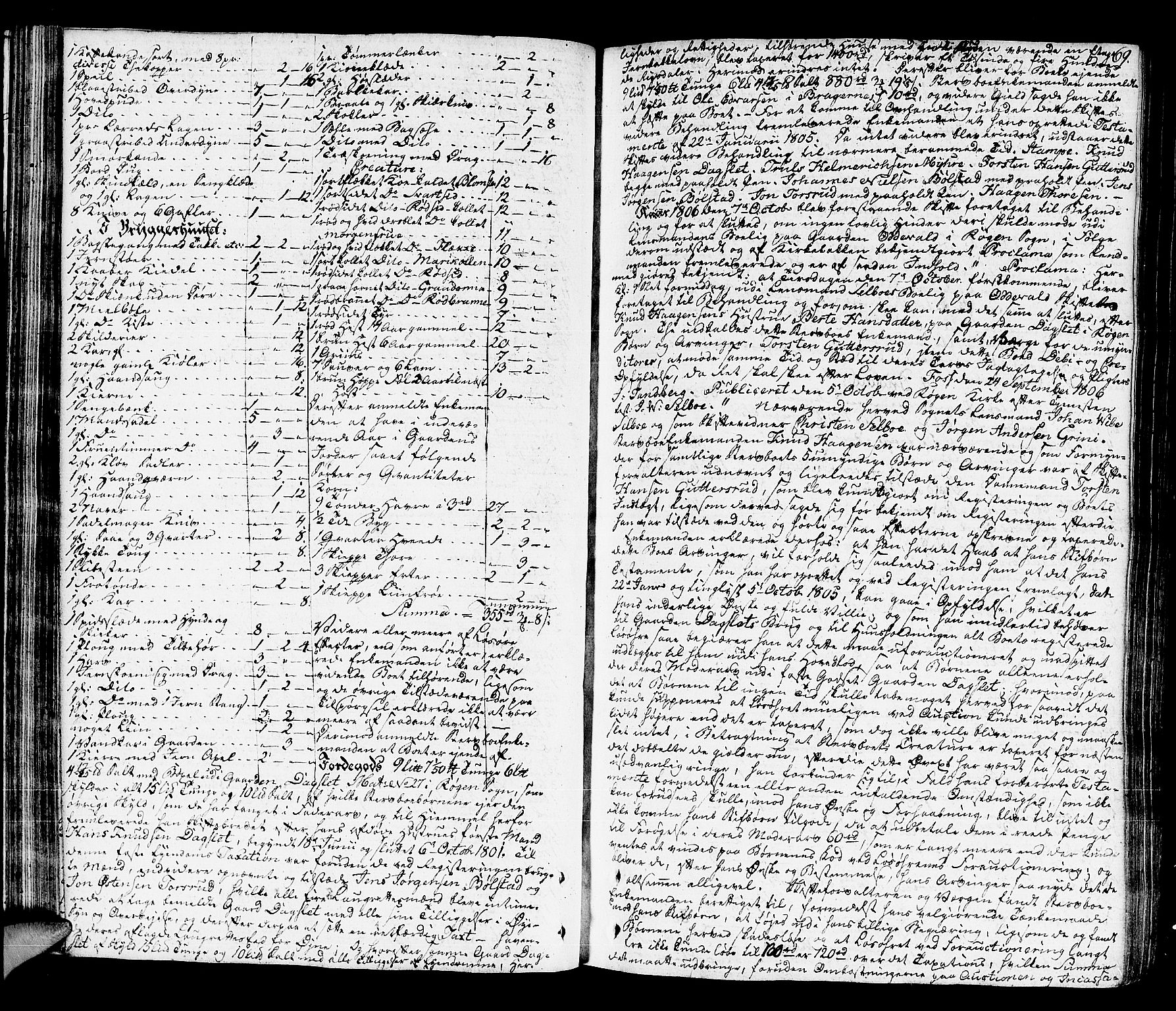 Lier, Røyken og Hurum sorenskriveri, AV/SAKO-A-89/H/Hc/L0009: Skifteprotokoll, 1805-1813, s. 68b-69a