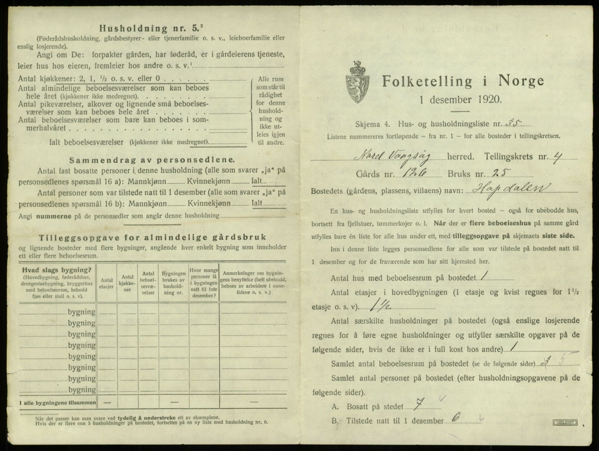 SAB, Folketelling 1920 for 1440 Nord-Vågsøy herred, 1920, s. 245