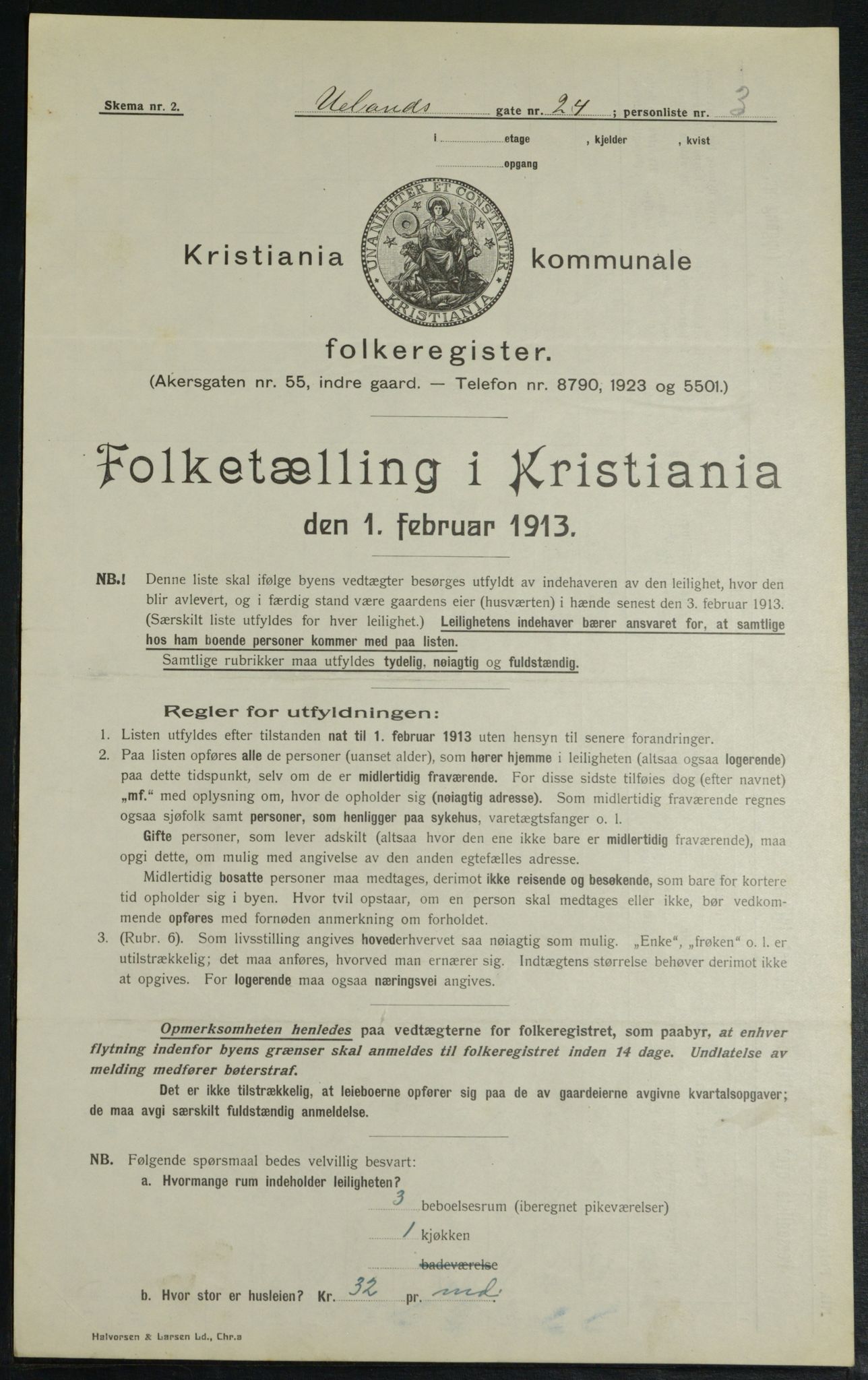 OBA, Kommunal folketelling 1.2.1913 for Kristiania, 1913, s. 118660