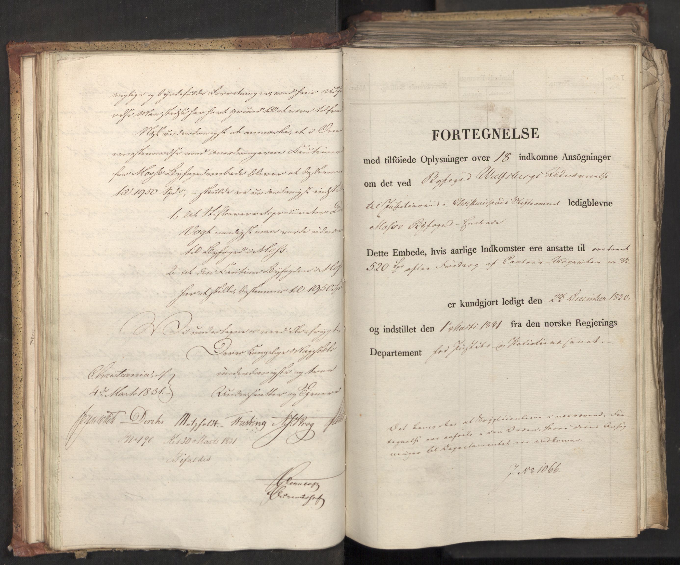 Statsrådsavdelingen i Stockholm, AV/RA-S-1003/D/Da/L0070: Regjeringsinnstillinger nr. 1047-1221, 1831, s. 77