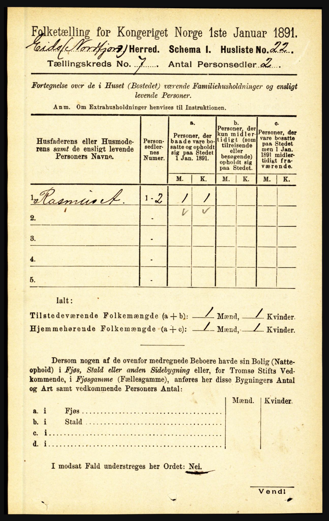 RA, Folketelling 1891 for 1443 Eid herred, 1891, s. 1776