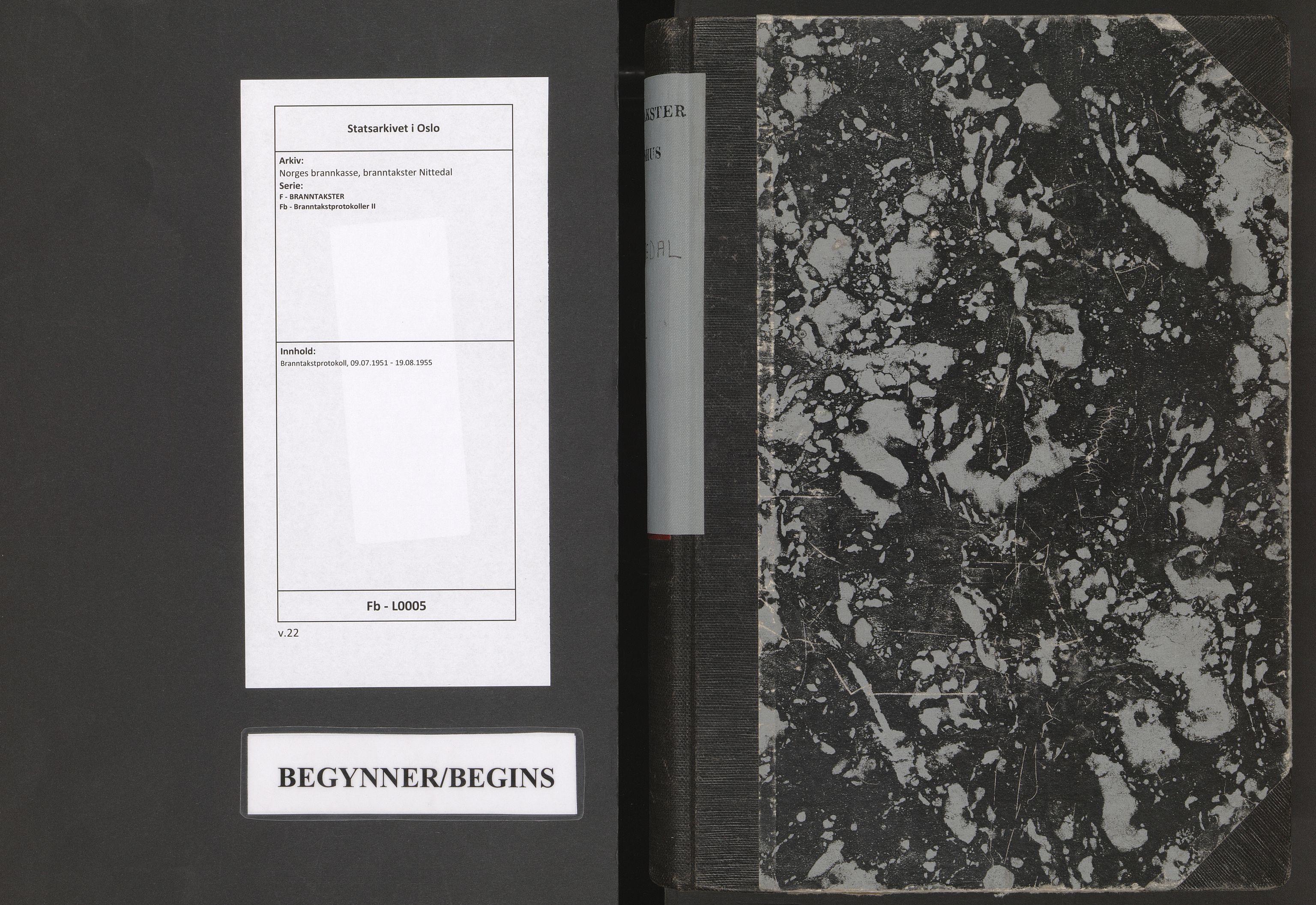 Norges brannkasse, branntakster Nittedal, AV/SAO-A-11394/F/Fb/L0005: Branntakstprotokoll, 1951-1955