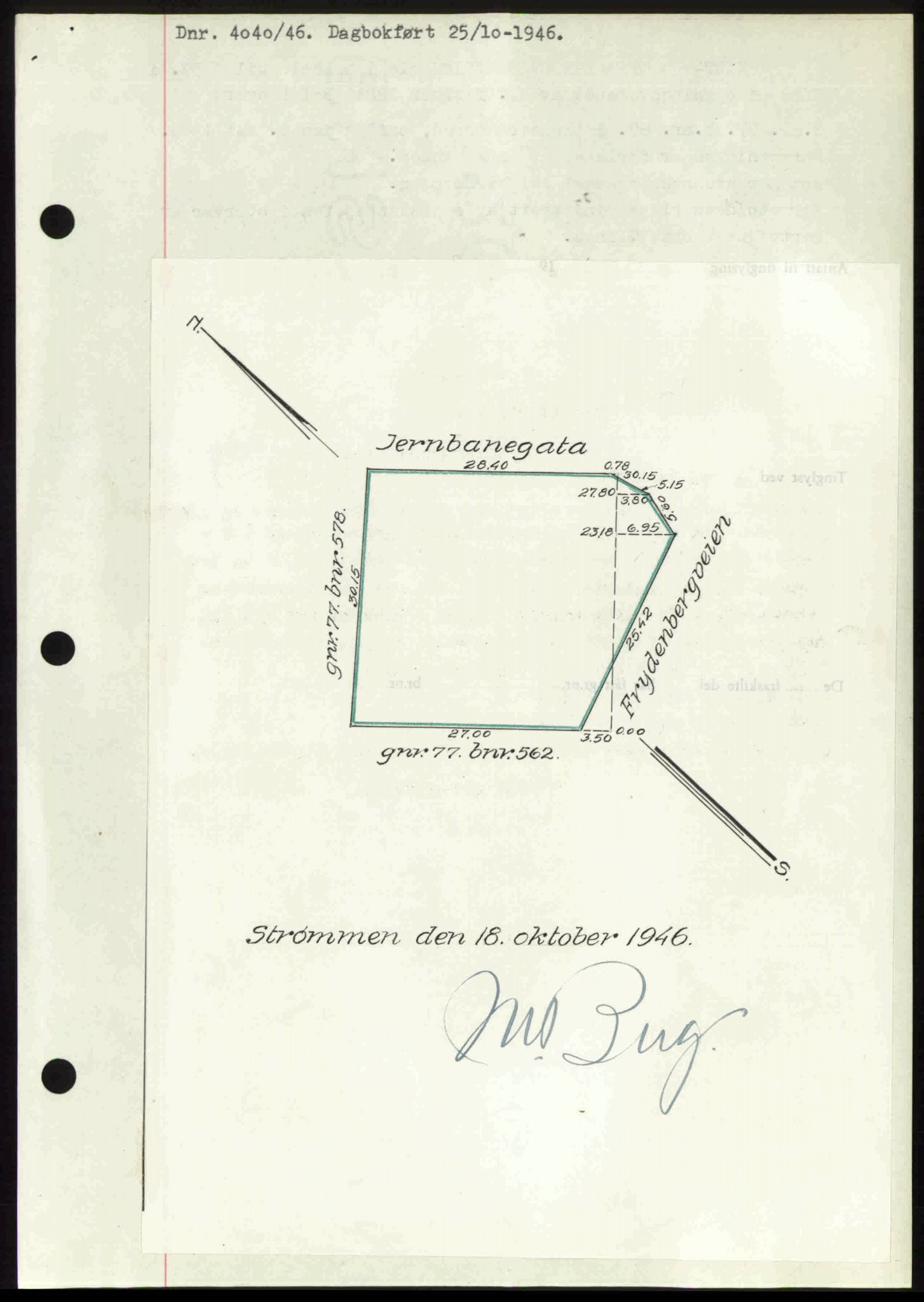 Nedre Romerike sorenskriveri, AV/SAO-A-10469/G/Gb/Gbd/L0017: Pantebok nr. 17, 1946-1946, Dagboknr: 4040/1946