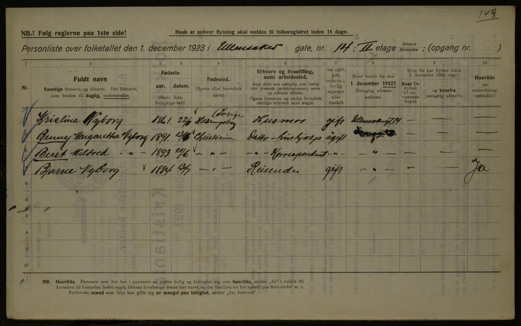 OBA, Kommunal folketelling 1.12.1923 for Kristiania, 1923, s. 131313