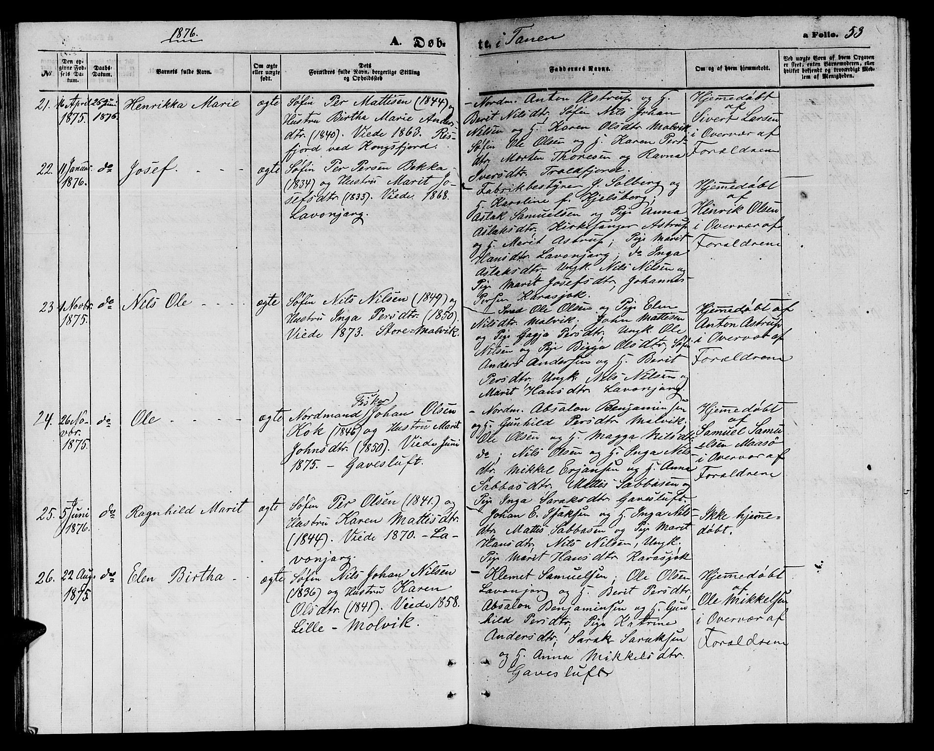 Tana sokneprestkontor, AV/SATØ-S-1334/H/Hb/L0002klokker: Klokkerbok nr. 2 /1, 1866-1877, s. 53
