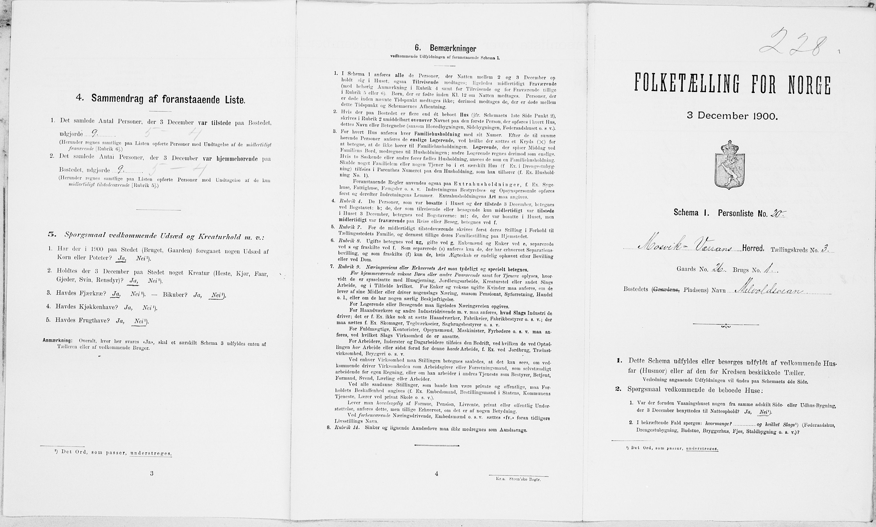 SAT, Folketelling 1900 for 1723 Mosvik og Verran herred, 1900, s. 307