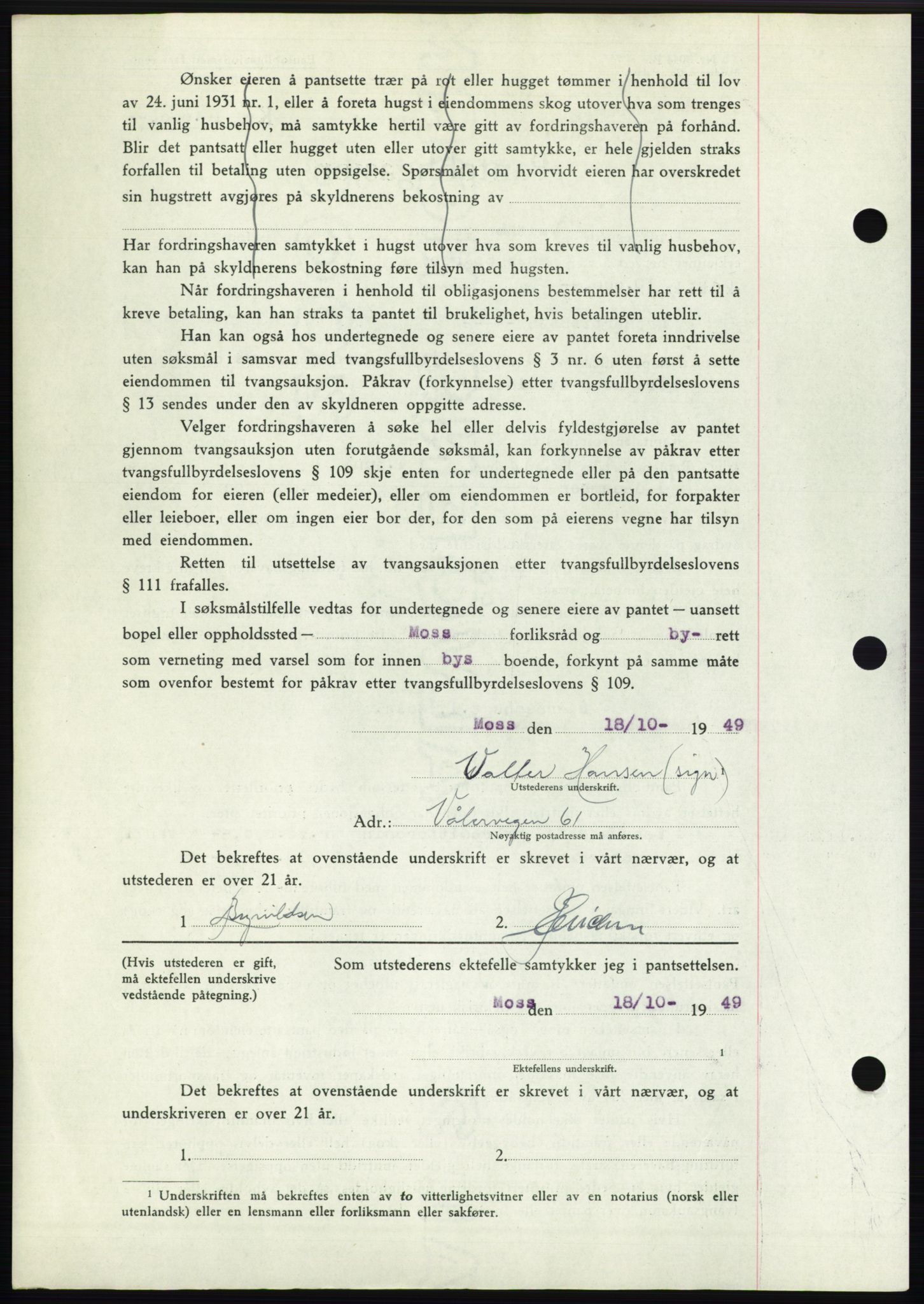 Moss sorenskriveri, SAO/A-10168: Pantebok nr. B23, 1949-1950, Dagboknr: 3212/1949