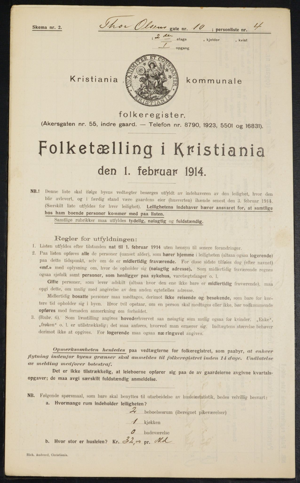 OBA, Kommunal folketelling 1.2.1914 for Kristiania, 1914, s. 110414