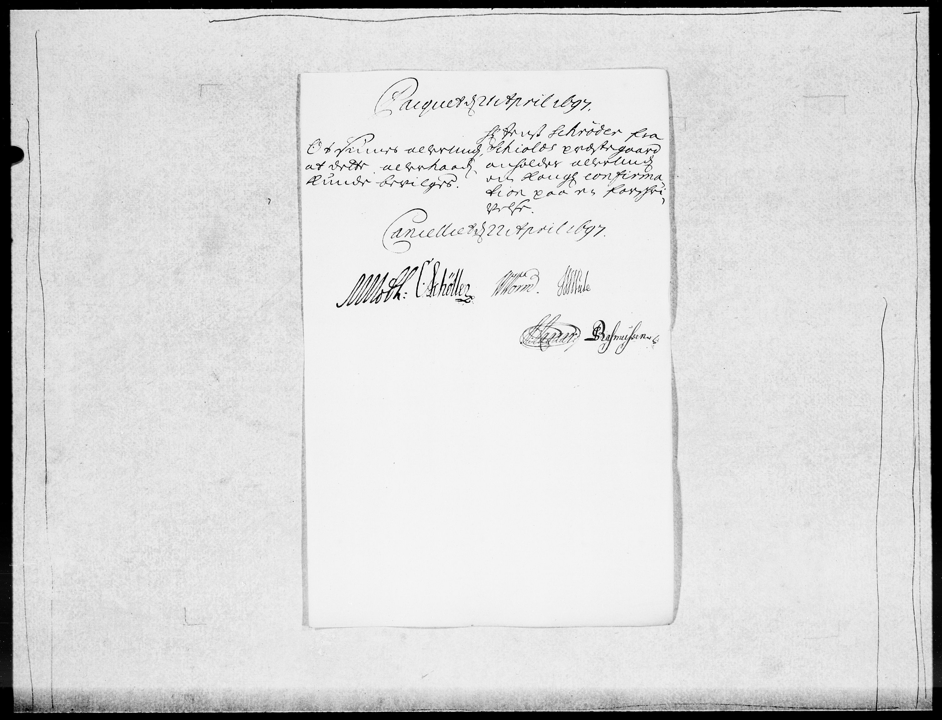 Danske Kanselli 1572-1799, AV/RA-EA-3023/F/Fc/Fcc/Fcca/L0047: Norske innlegg 1572-1799, 1695-1697, s. 309