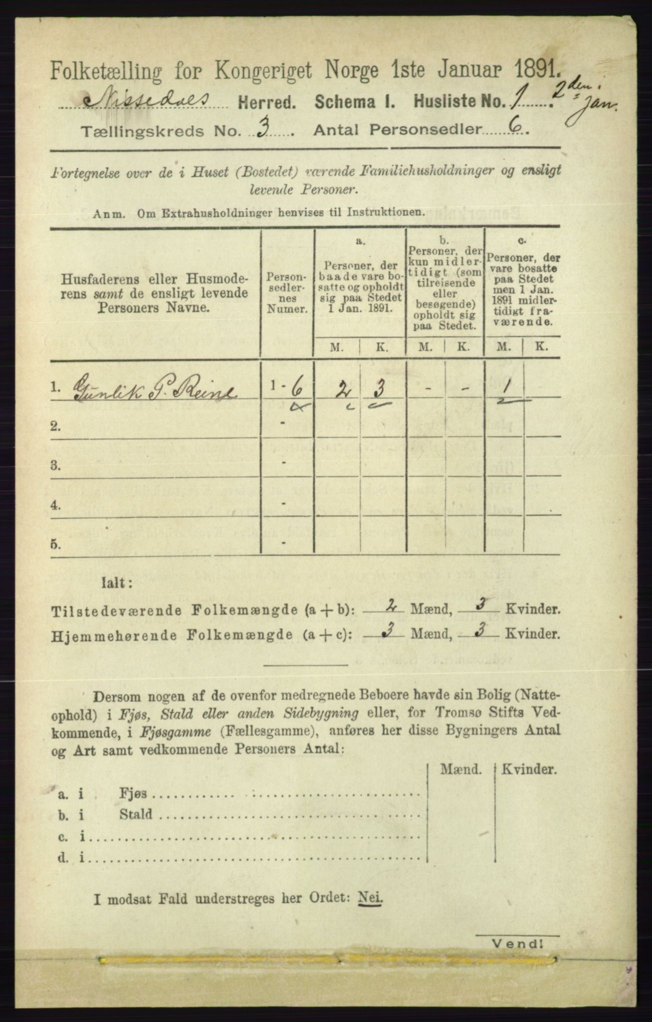 RA, Folketelling 1891 for 0830 Nissedal herred, 1891, s. 597