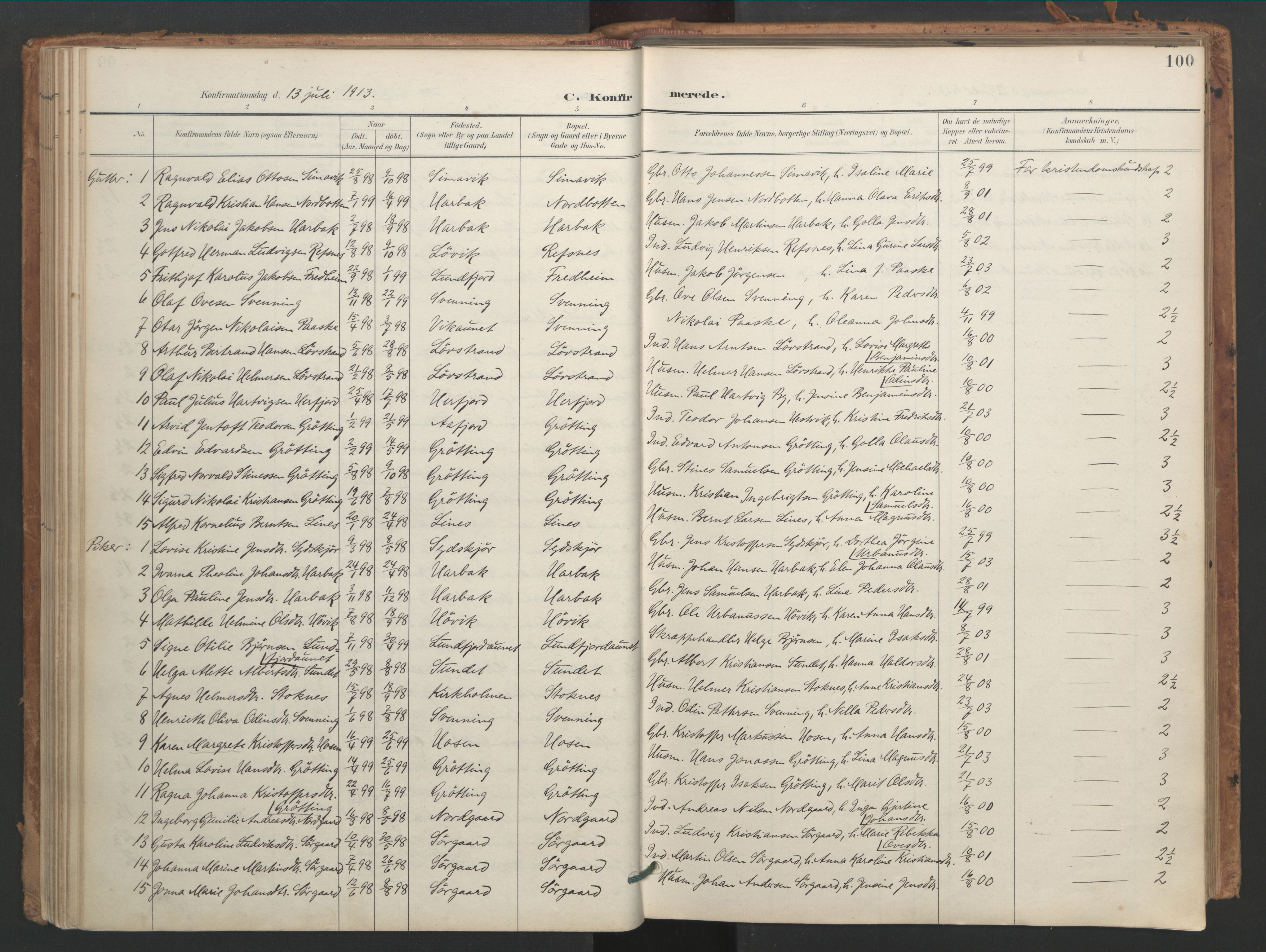 Ministerialprotokoller, klokkerbøker og fødselsregistre - Sør-Trøndelag, SAT/A-1456/656/L0693: Ministerialbok nr. 656A02, 1894-1913, s. 100