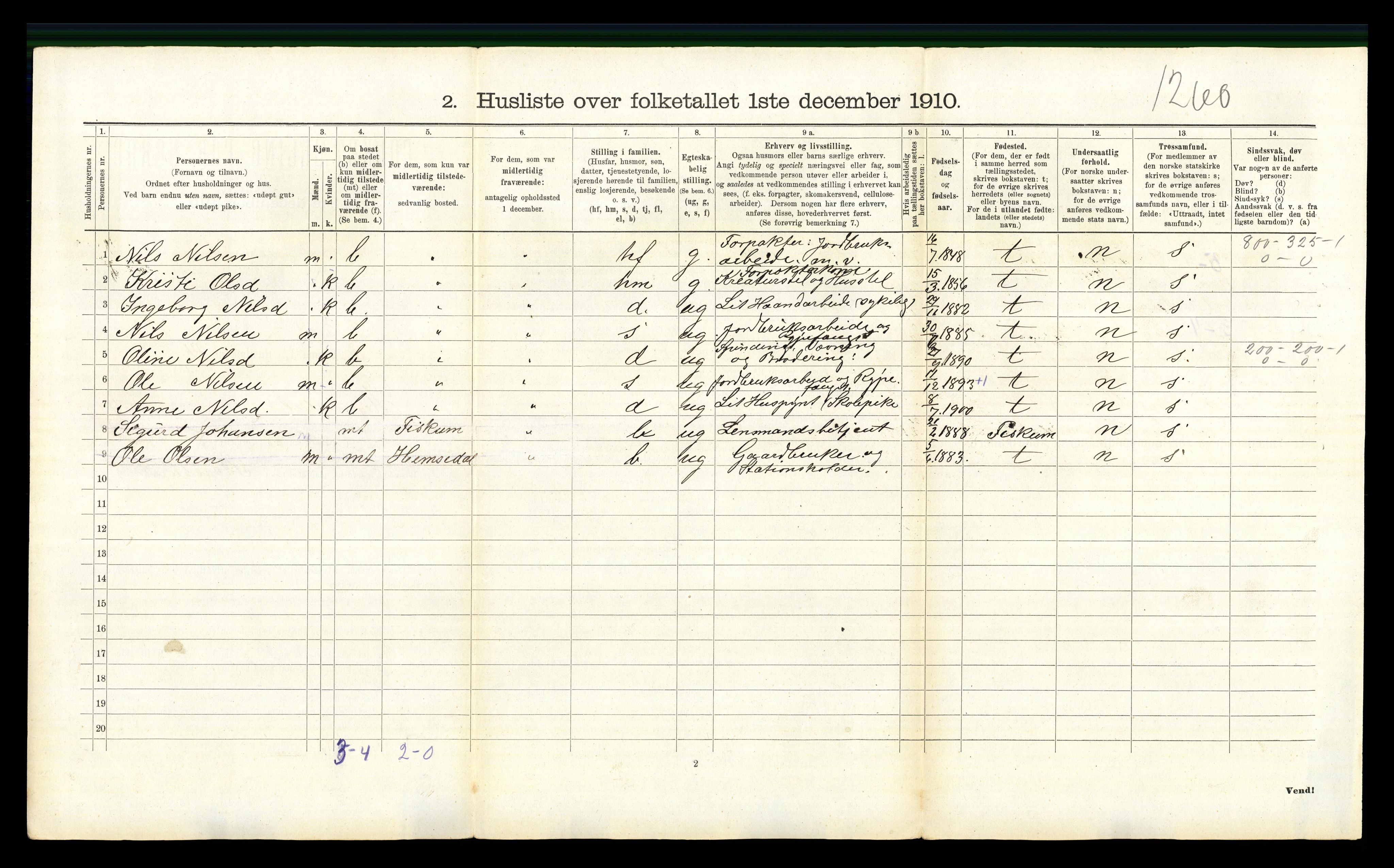 RA, Folketelling 1910 for 0618 Hemsedal herred, 1910, s. 493