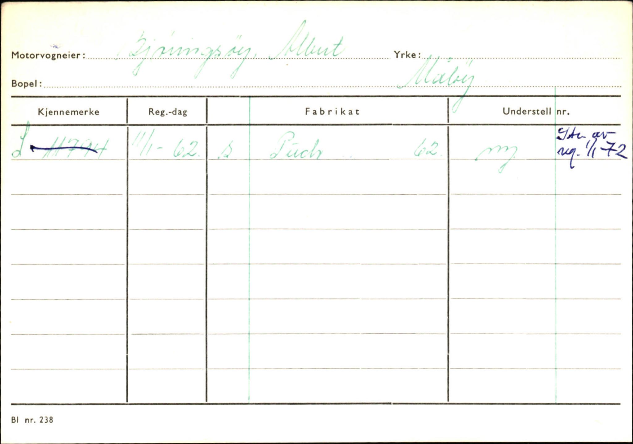 Statens vegvesen, Sogn og Fjordane vegkontor, SAB/A-5301/4/F/L0144: Registerkort Vågsøy A-R, 1945-1975, s. 187