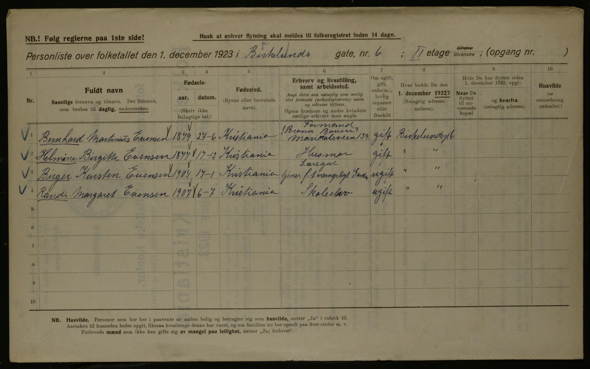 OBA, Kommunal folketelling 1.12.1923 for Kristiania, 1923, s. 6474