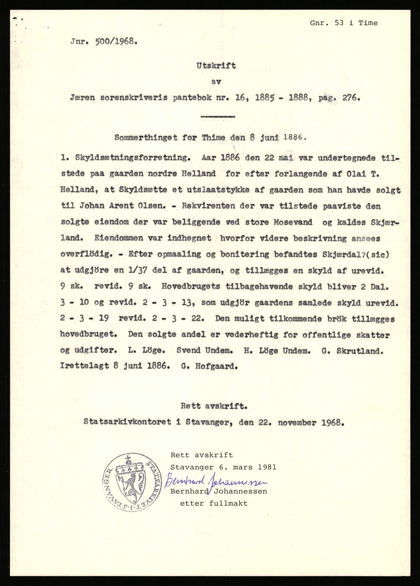 Statsarkivet i Stavanger, AV/SAST-A-101971/03/Y/Yj/L0034: Avskrifter sortert etter gårdsnavn: Helgeland i Bjerkreim - Helle nedre, 1750-1930, s. 529