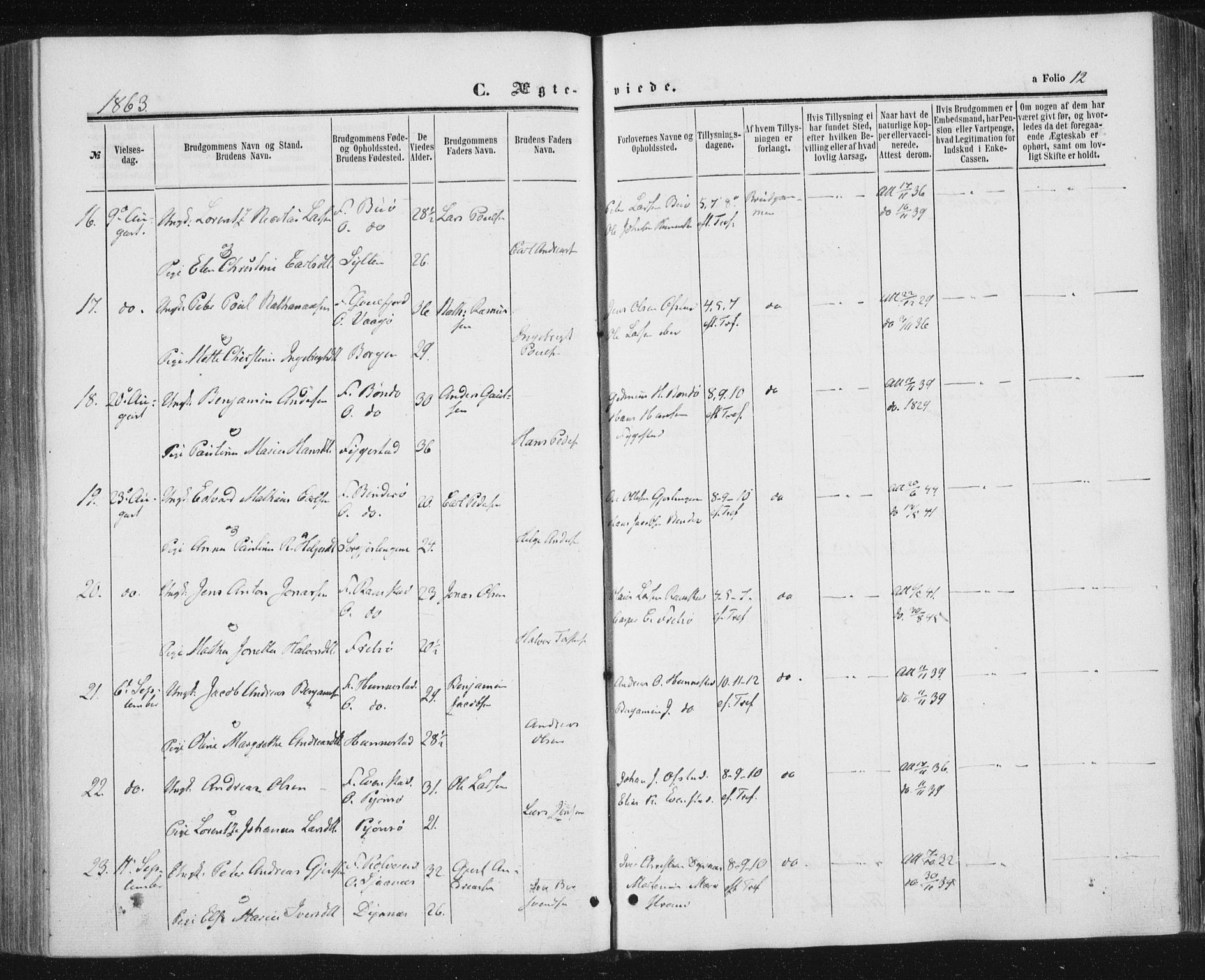 Ministerialprotokoller, klokkerbøker og fødselsregistre - Nord-Trøndelag, SAT/A-1458/784/L0670: Ministerialbok nr. 784A05, 1860-1876, s. 12
