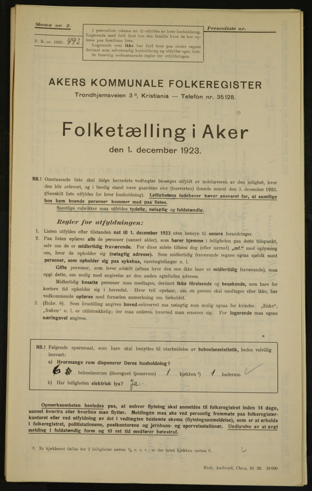 , Kommunal folketelling 1.12.1923 for Aker, 1923, s. 2975