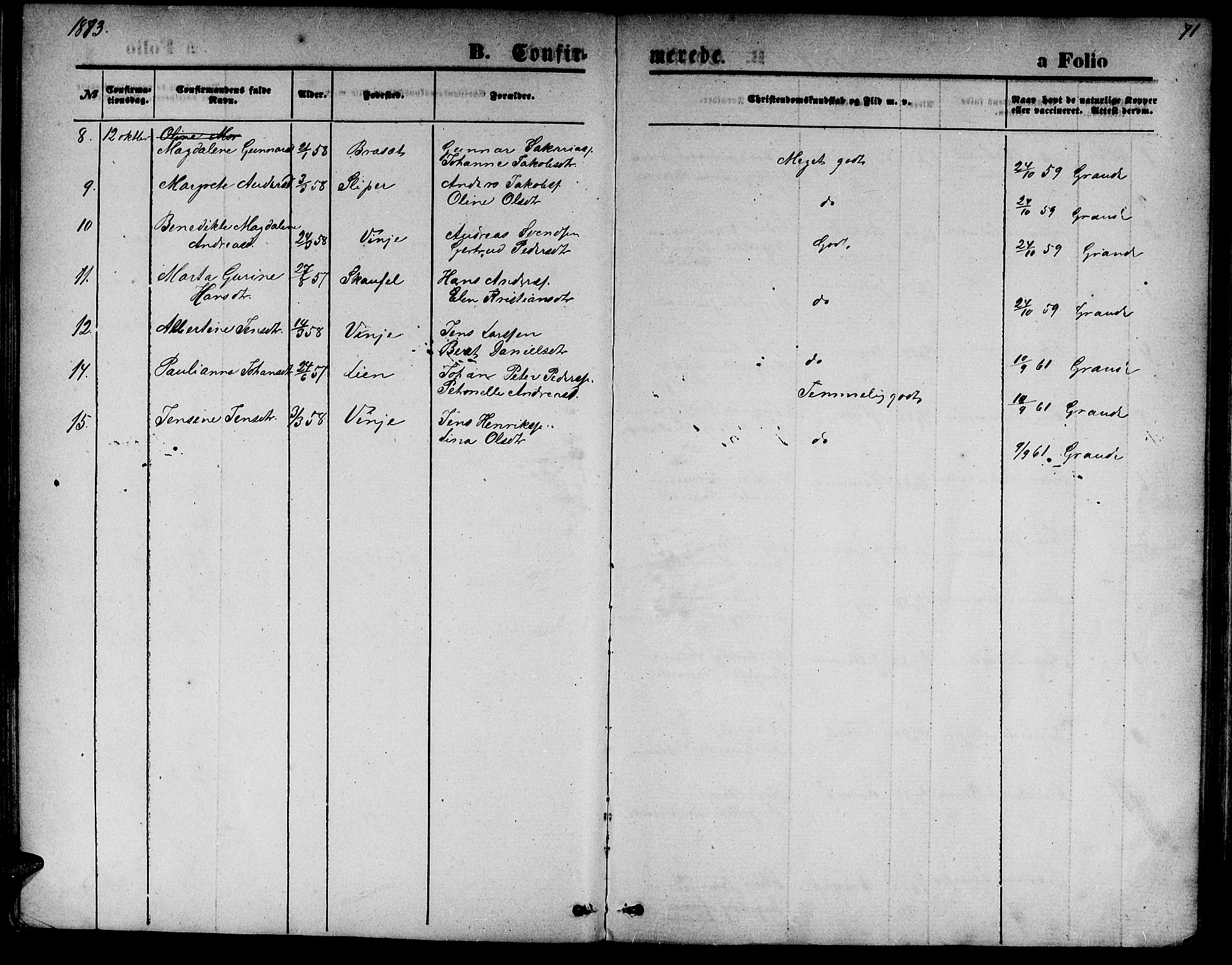 Ministerialprotokoller, klokkerbøker og fødselsregistre - Nord-Trøndelag, SAT/A-1458/733/L0326: Klokkerbok nr. 733C01, 1871-1887, s. 71