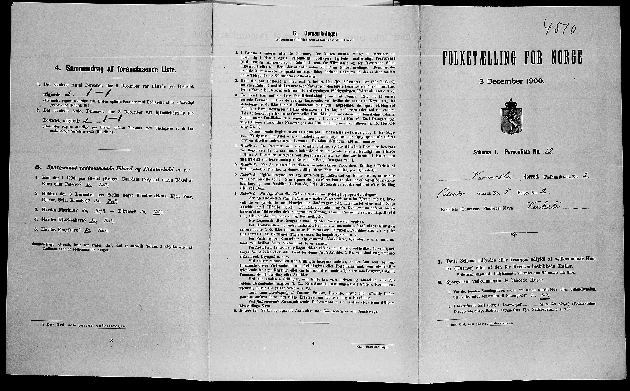 SAK, Folketelling 1900 for 1014 Vennesla herred, 1900, s. 184