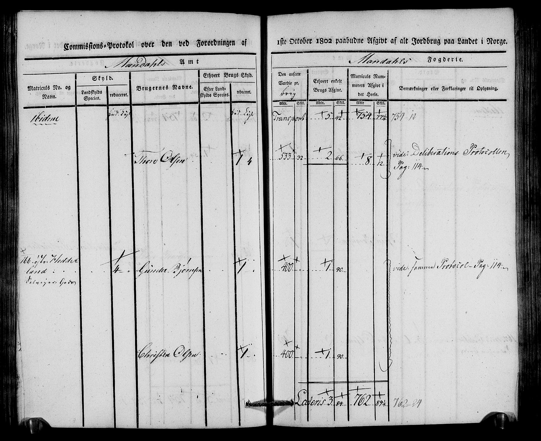 Rentekammeret inntil 1814, Realistisk ordnet avdeling, AV/RA-EA-4070/N/Ne/Nea/L0087: Mandal fogderi. Kommisjonsprotokoll "Nr. 1", for Holum, Halse, Harkmark, Øyslebø, Laudal og Finsland sogn, 1803, s. 160