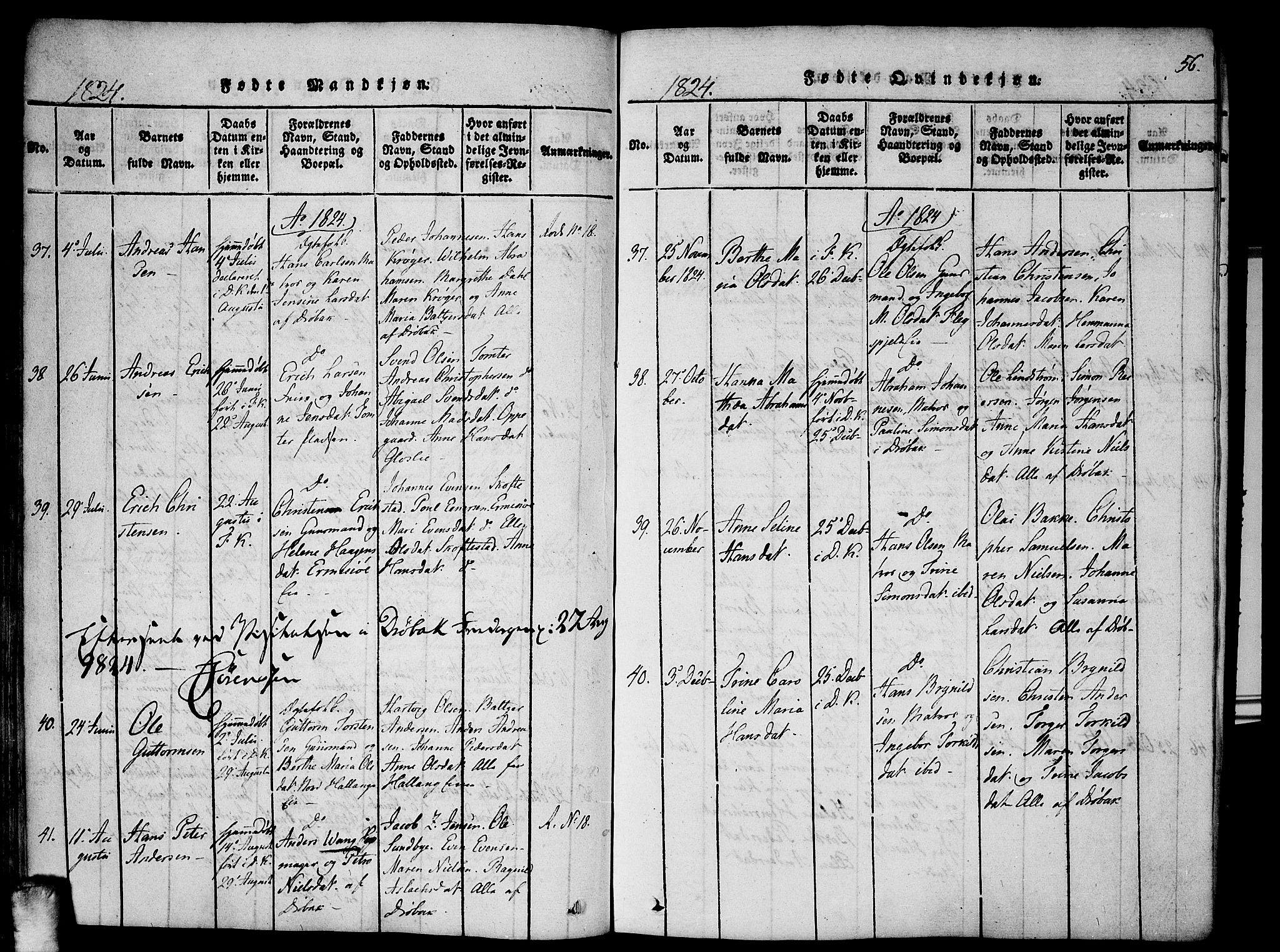 Drøbak prestekontor Kirkebøker, SAO/A-10142a/F/Fa/L0001: Ministerialbok nr. I 1, 1816-1842, s. 56