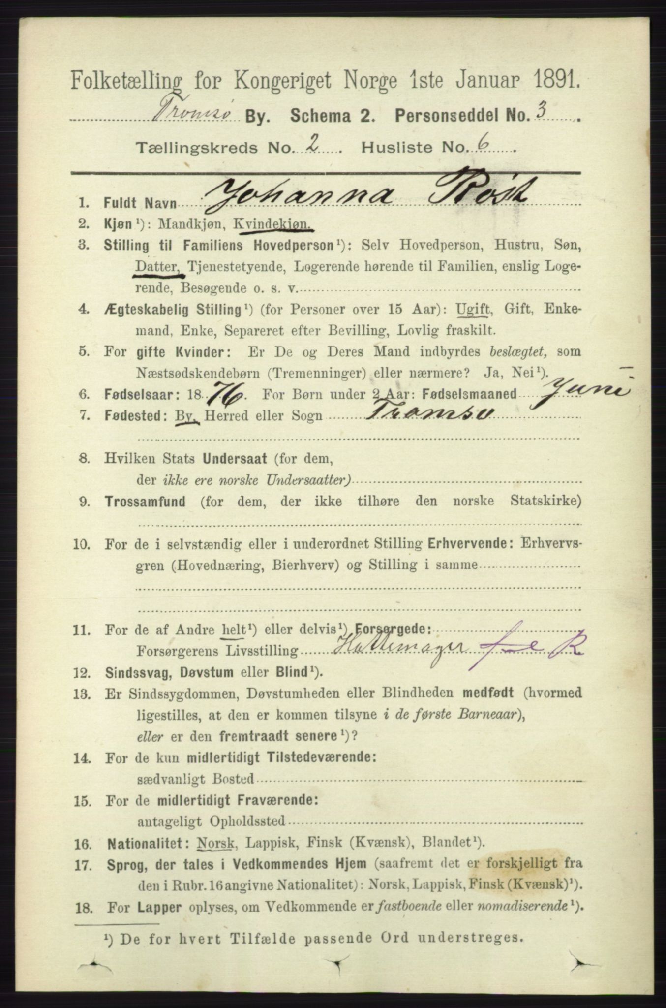 RA, Folketelling 1891 for 1902 Tromsø kjøpstad, 1891, s. 1875