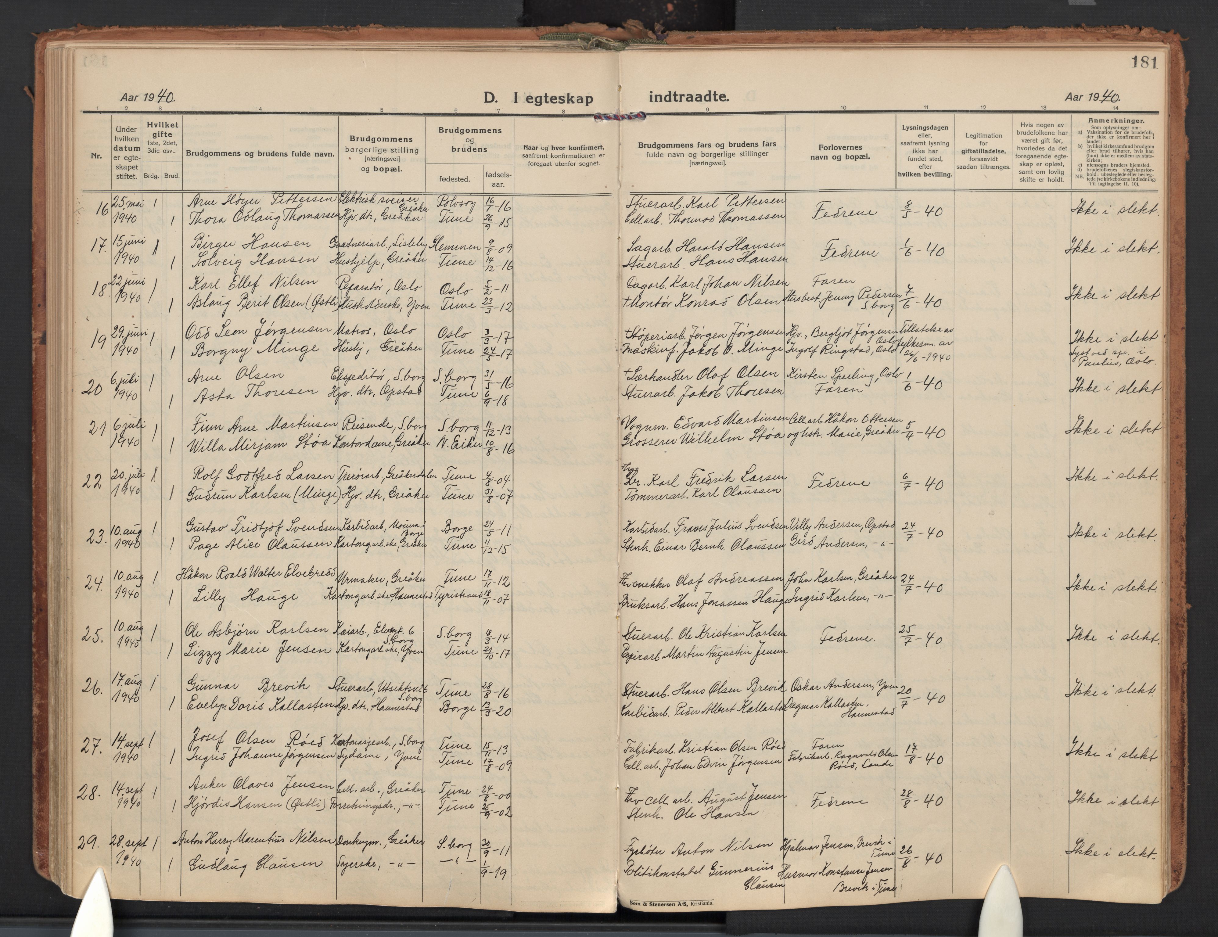 Tune prestekontor Kirkebøker, AV/SAO-A-2007/F/Fb/L0002: Residerende kapellans bok nr. 2, 1923-1940, s. 181