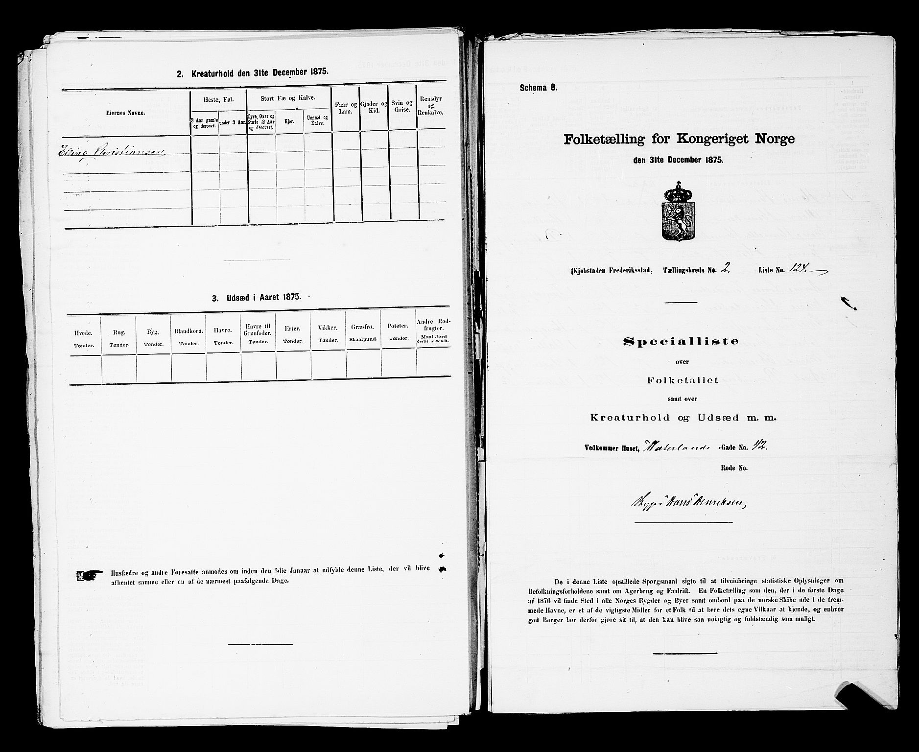 RA, Folketelling 1875 for 0103B Fredrikstad prestegjeld, Fredrikstad kjøpstad, 1875, s. 319