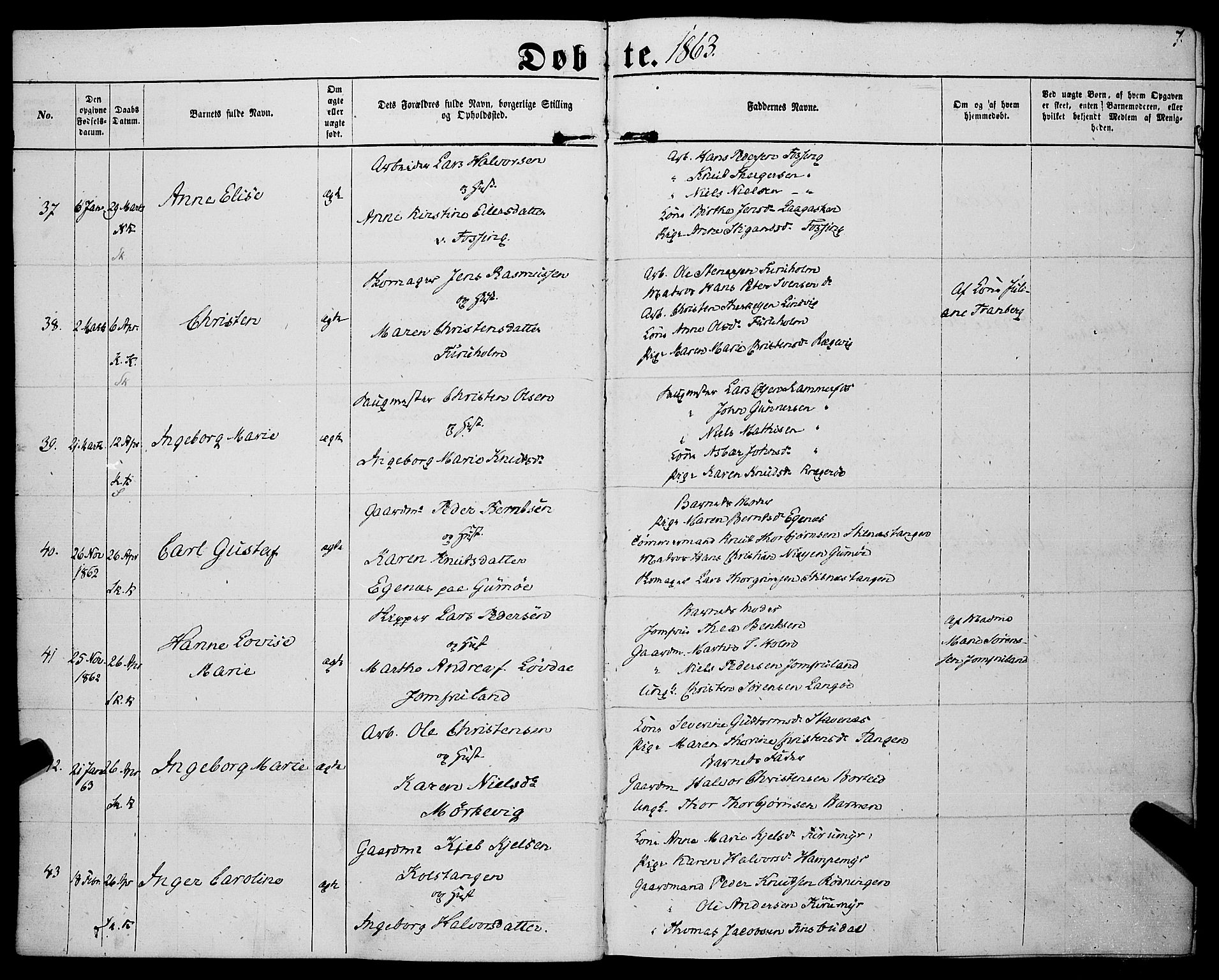 Sannidal kirkebøker, AV/SAKO-A-296/F/Fa/L0011: Ministerialbok nr. 11, 1863-1873, s. 7
