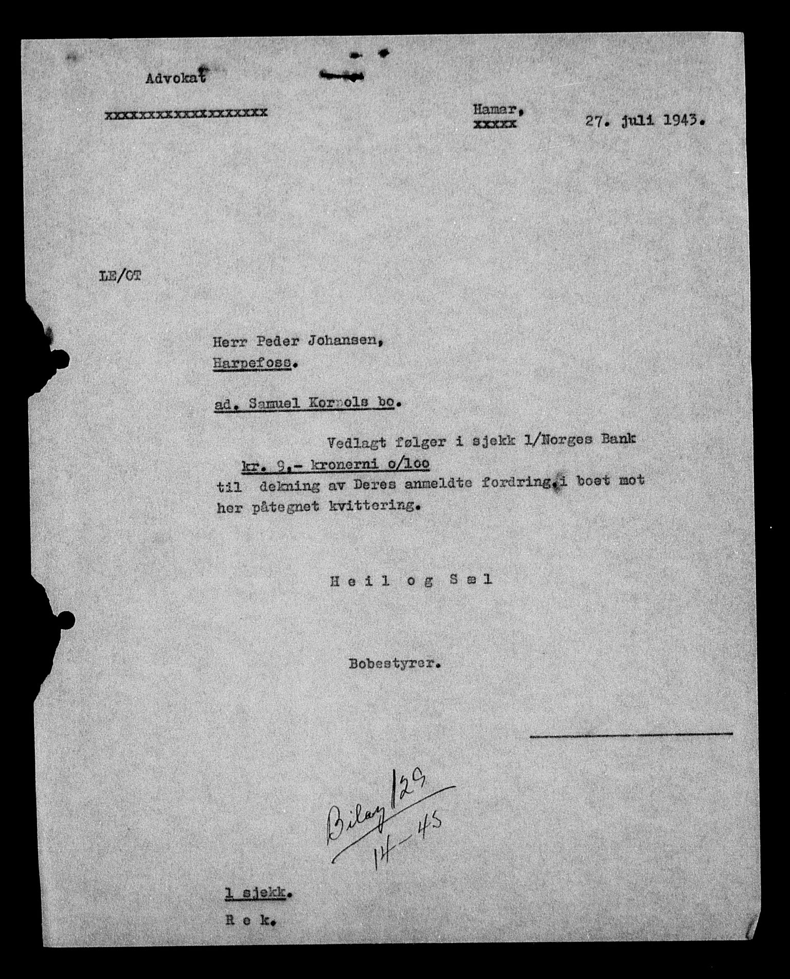 Justisdepartementet, Tilbakeføringskontoret for inndratte formuer, AV/RA-S-1564/H/Hc/Hcc/L0949: --, 1945-1947, s. 560