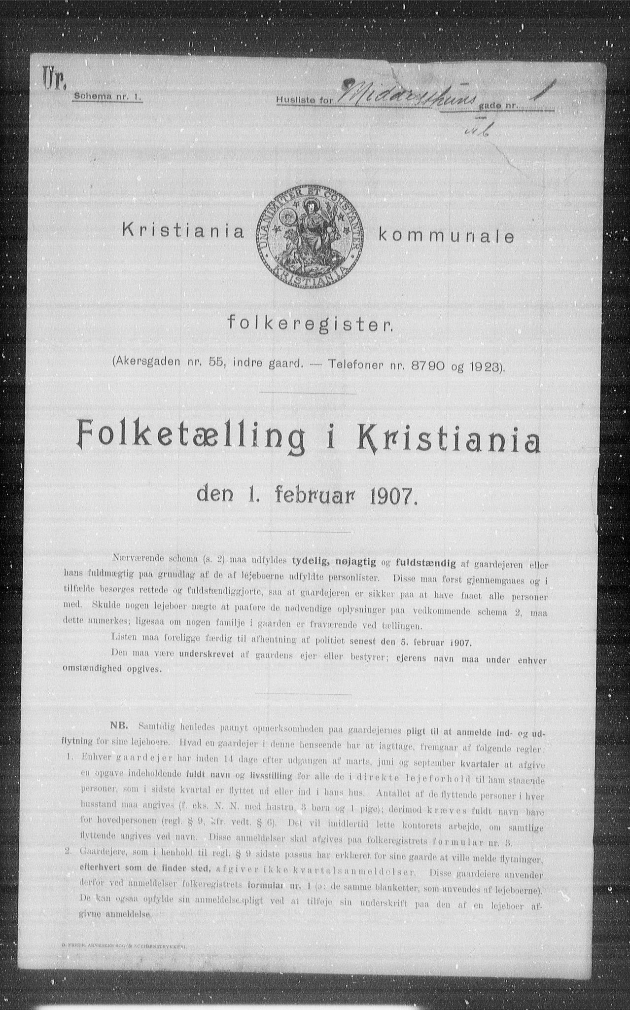 OBA, Kommunal folketelling 1.2.1907 for Kristiania kjøpstad, 1907, s. 33355