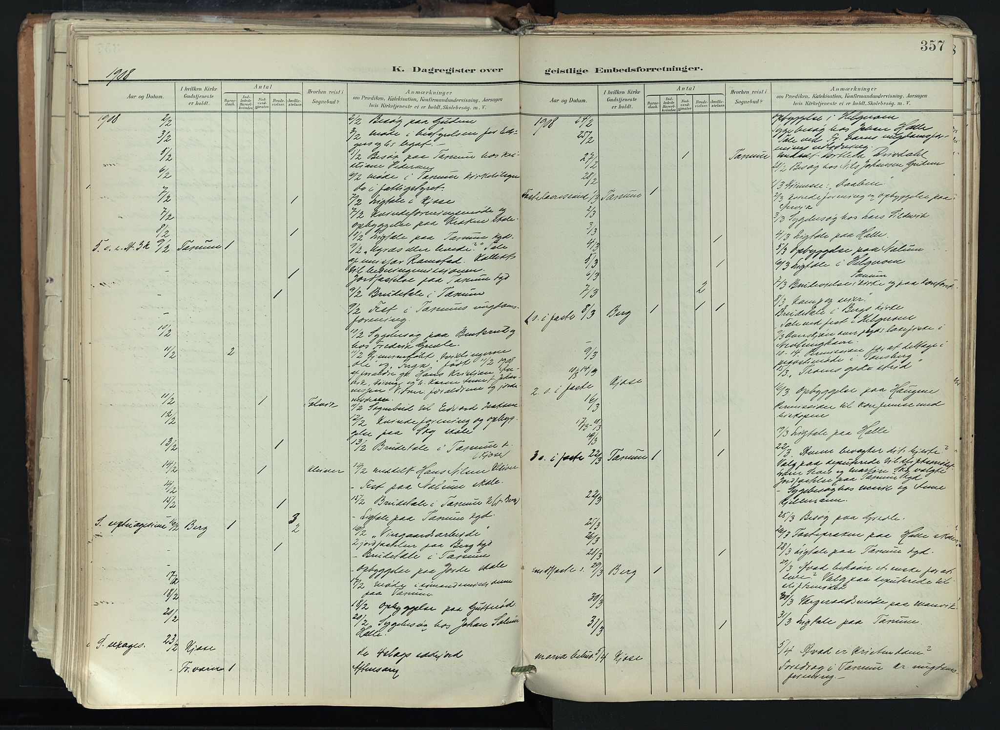 Brunlanes kirkebøker, AV/SAKO-A-342/F/Fc/L0003: Ministerialbok nr. III 3, 1900-1922, s. 357