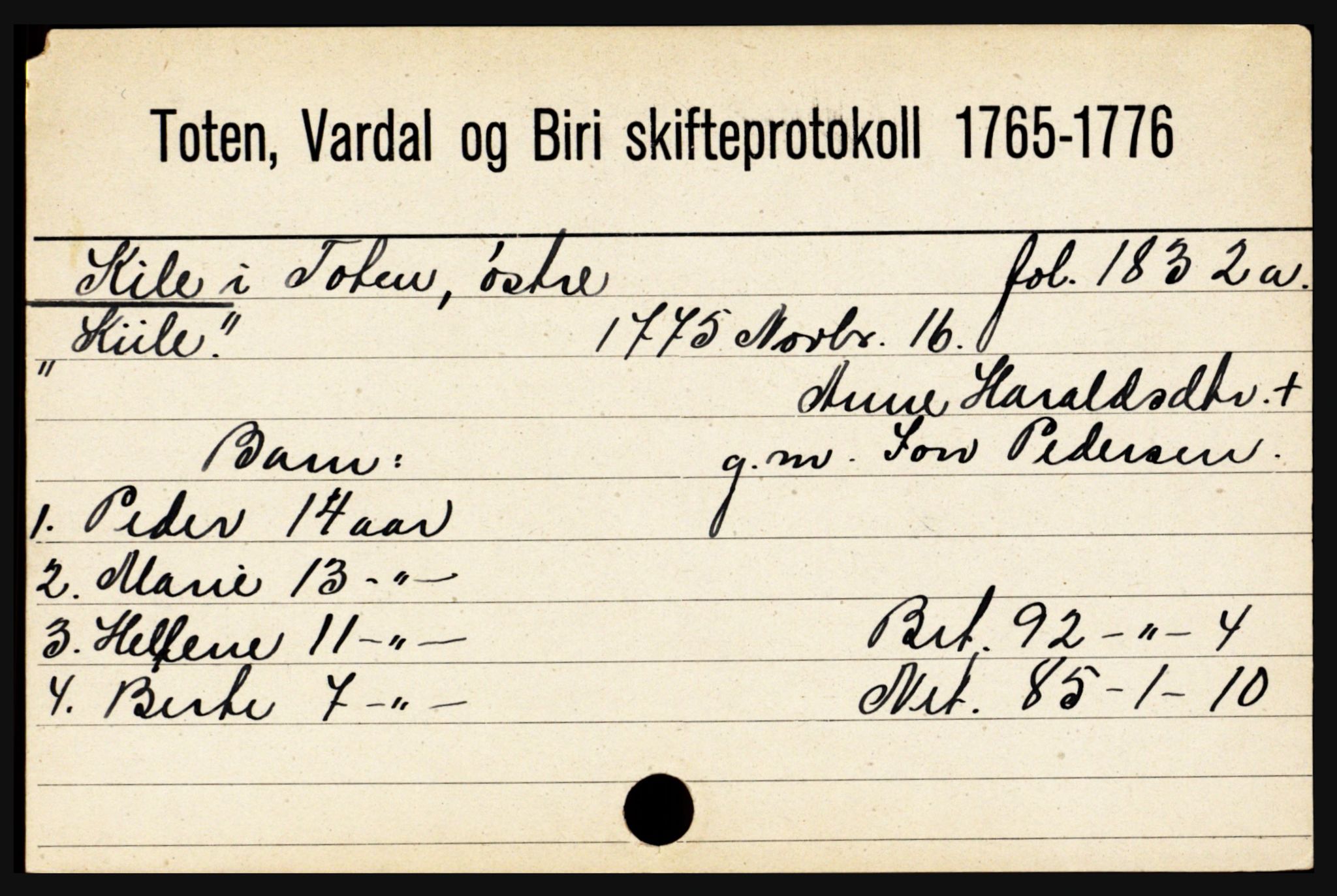 Toten tingrett, SAH/TING-006/J, 1657-1903, s. 10555