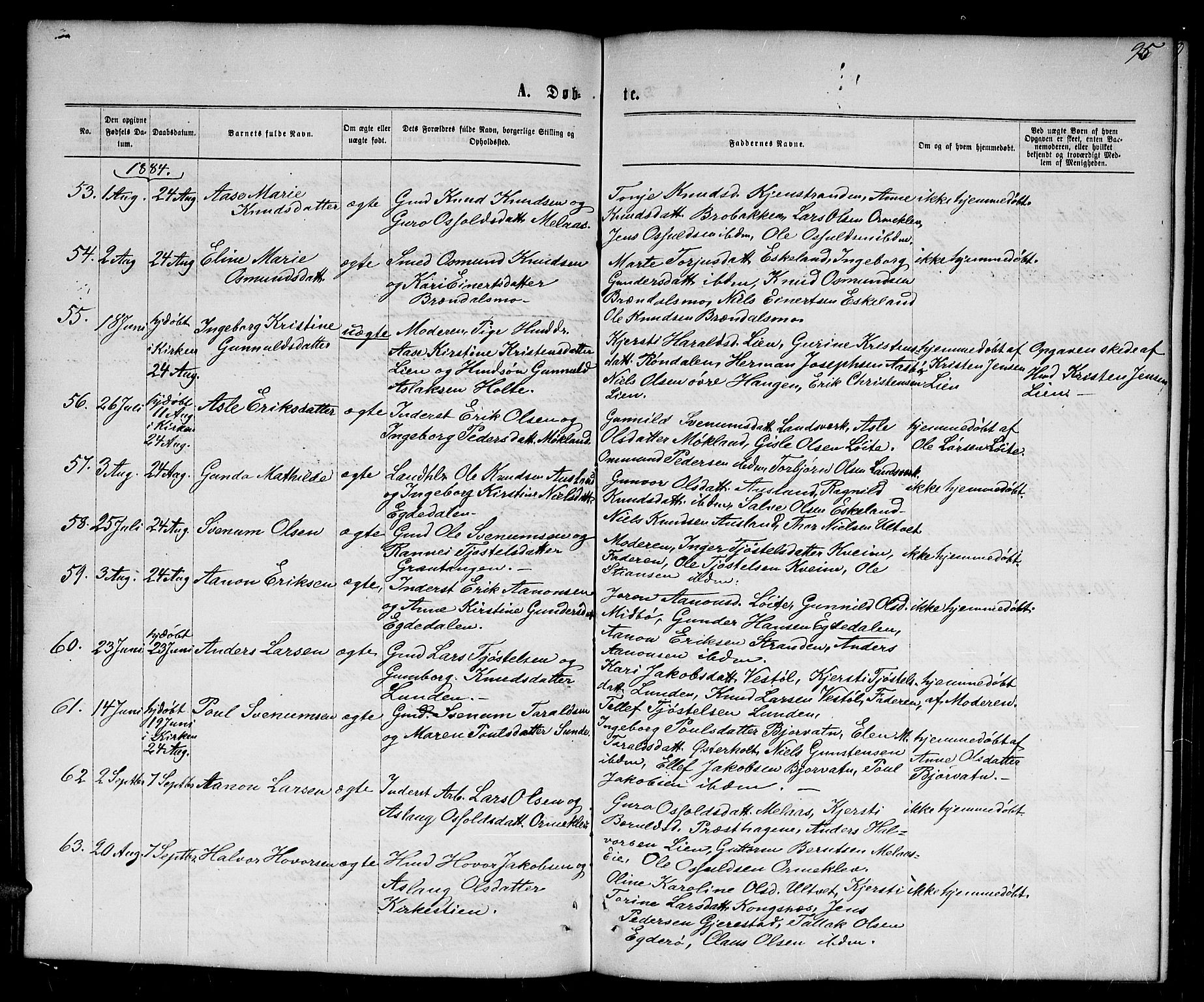 Gjerstad sokneprestkontor, AV/SAK-1111-0014/F/Fb/Fba/L0006: Klokkerbok nr. B 6, 1868-1890, s. 95
