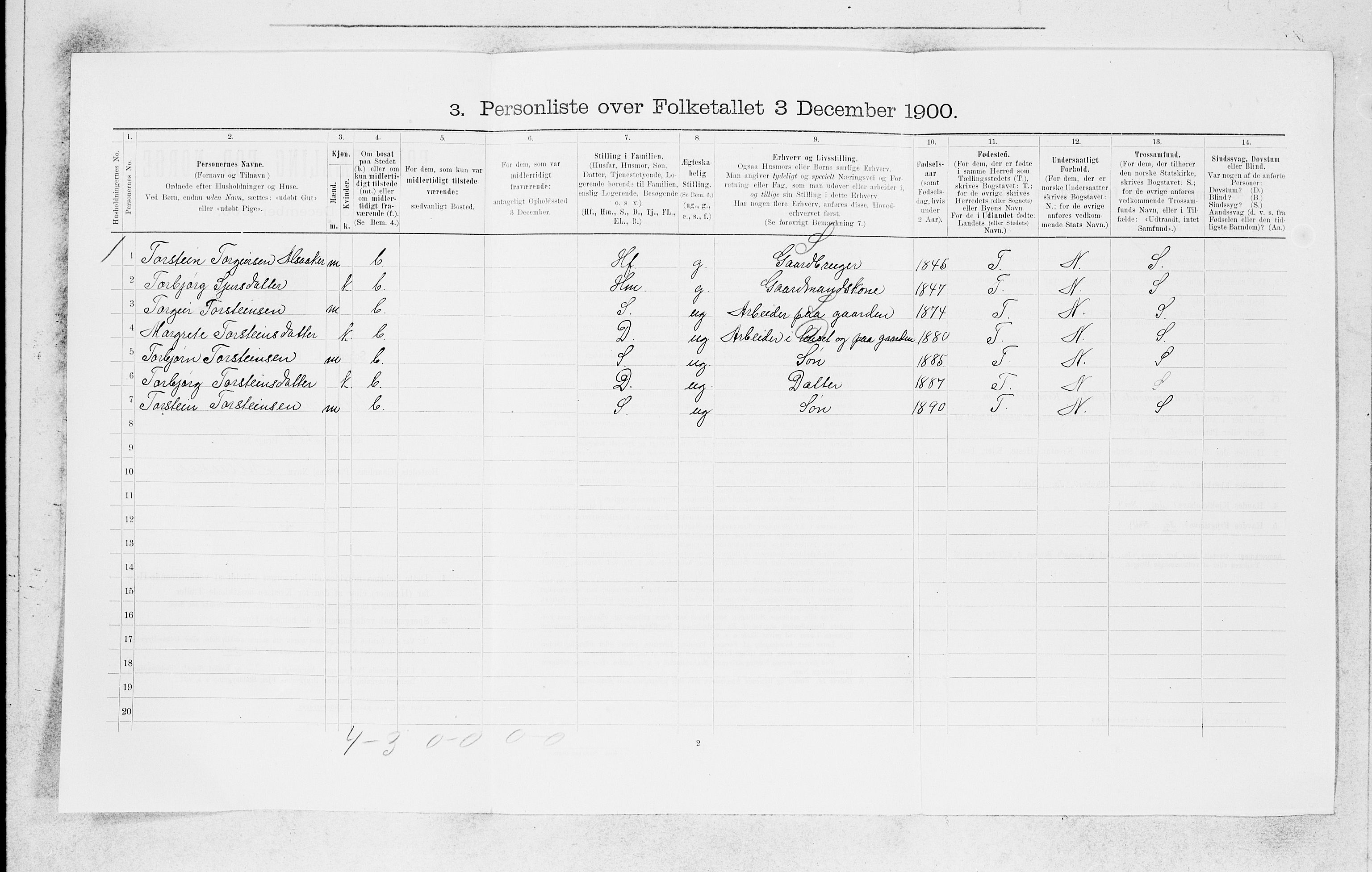 SAB, Folketelling 1900 for 1230 Ullensvang herred, 1900, s. 1353