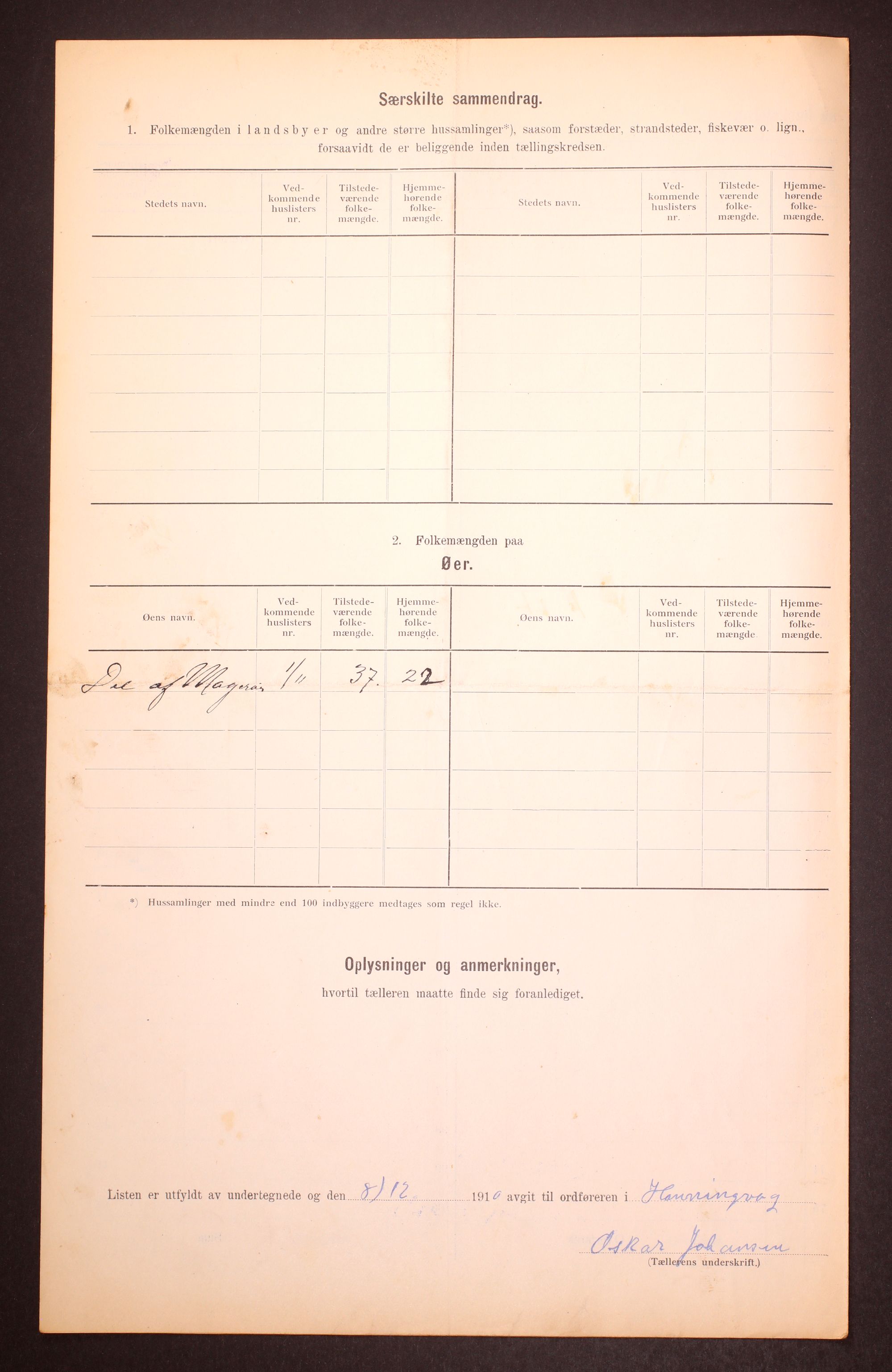 RA, Folketelling 1910 for 2019 Kjelvik herred, 1910, s. 27