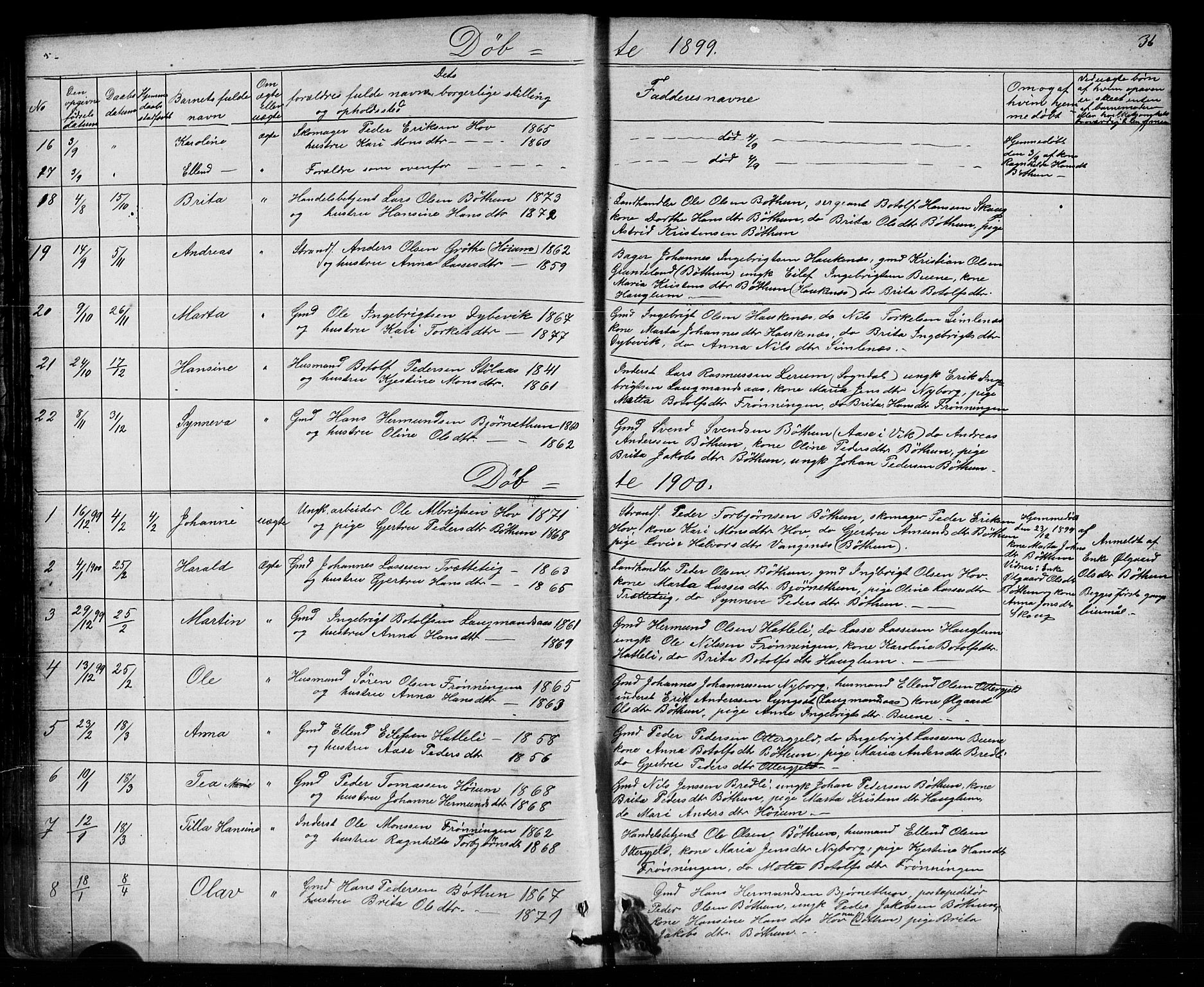 Leikanger sokneprestembete, AV/SAB-A-81001/H/Hab/Habb/L0001: Klokkerbok nr. B 1, 1873-1908, s. 36
