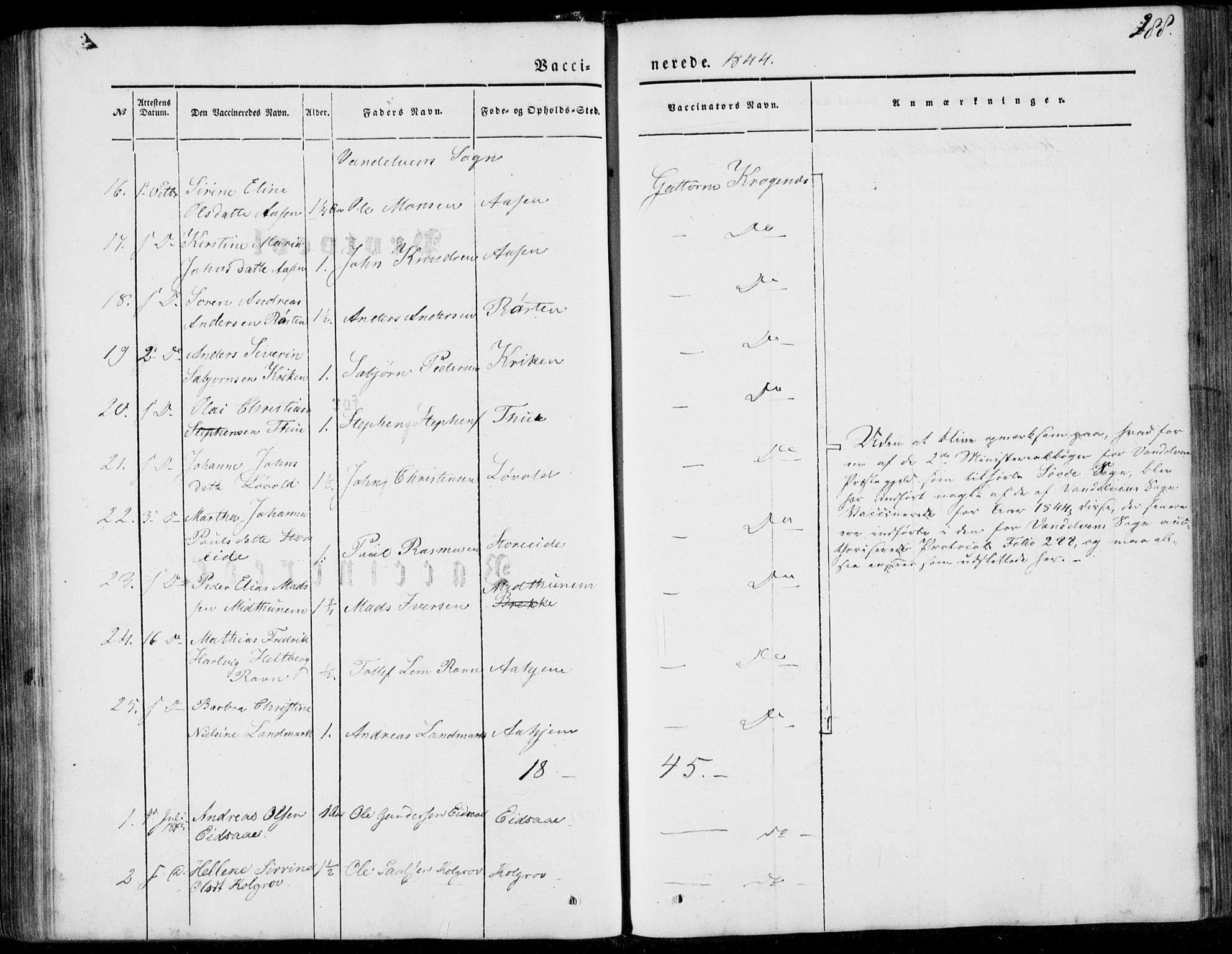 Ministerialprotokoller, klokkerbøker og fødselsregistre - Møre og Romsdal, SAT/A-1454/502/L0023: Ministerialbok nr. 502A01, 1844-1873, s. 288