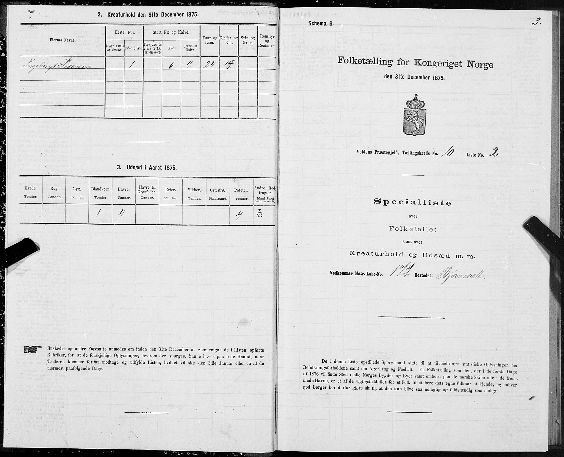 SAT, Folketelling 1875 for 1519P Volda prestegjeld, 1875, s. 6003