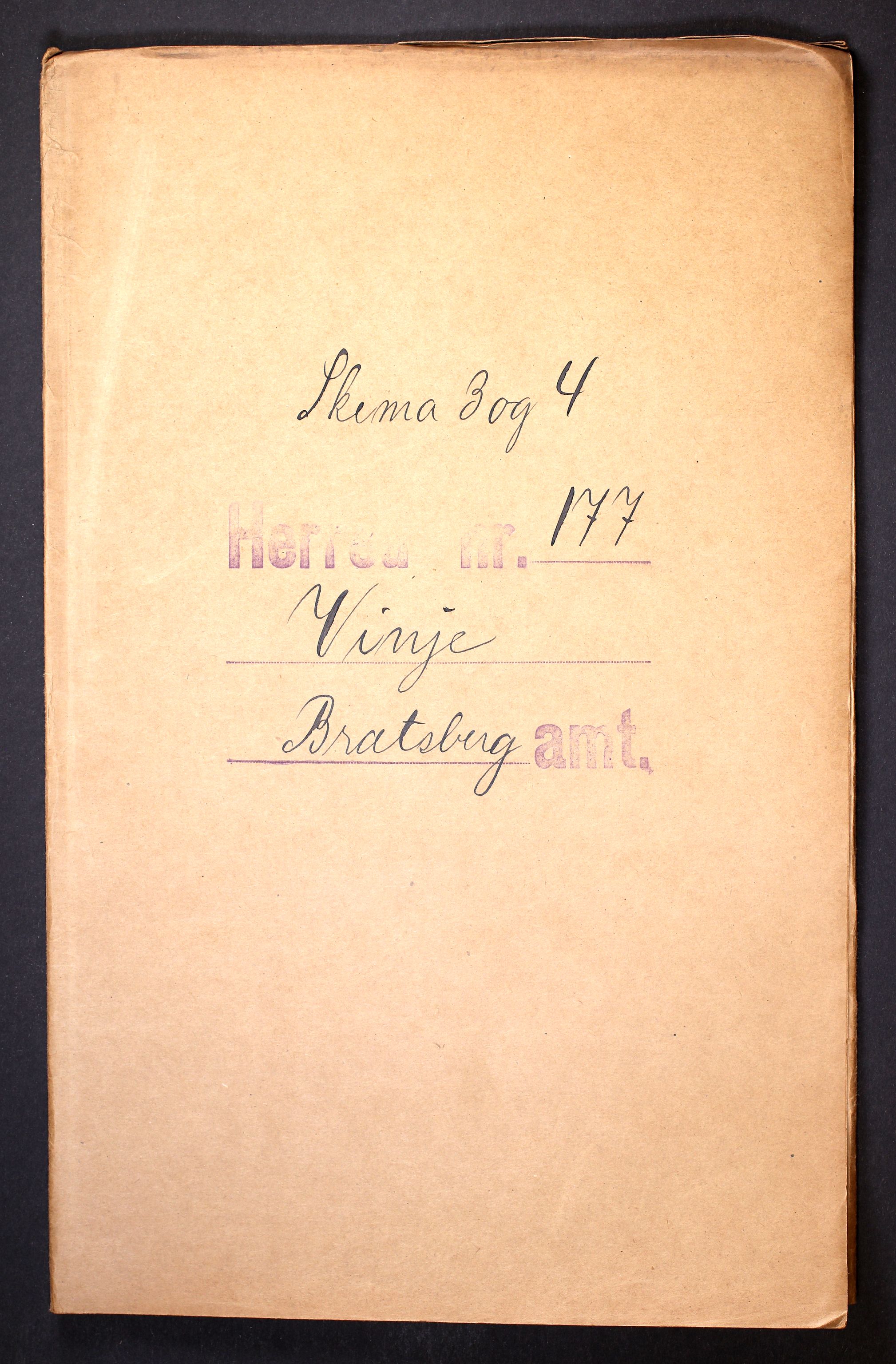 RA, Folketelling 1910 for 0834 Vinje herred, 1910, s. 1