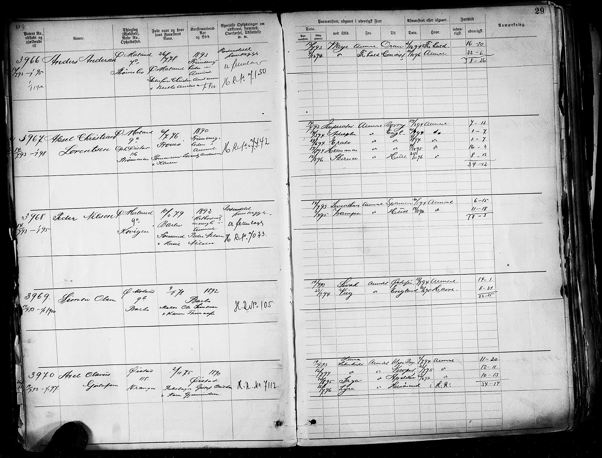 Arendal mønstringskrets, AV/SAK-2031-0012/F/Fa/L0004: Annotasjonsrulle nr 3828-4715 og nr 1-1296, S-4, 1892-1918, s. 32